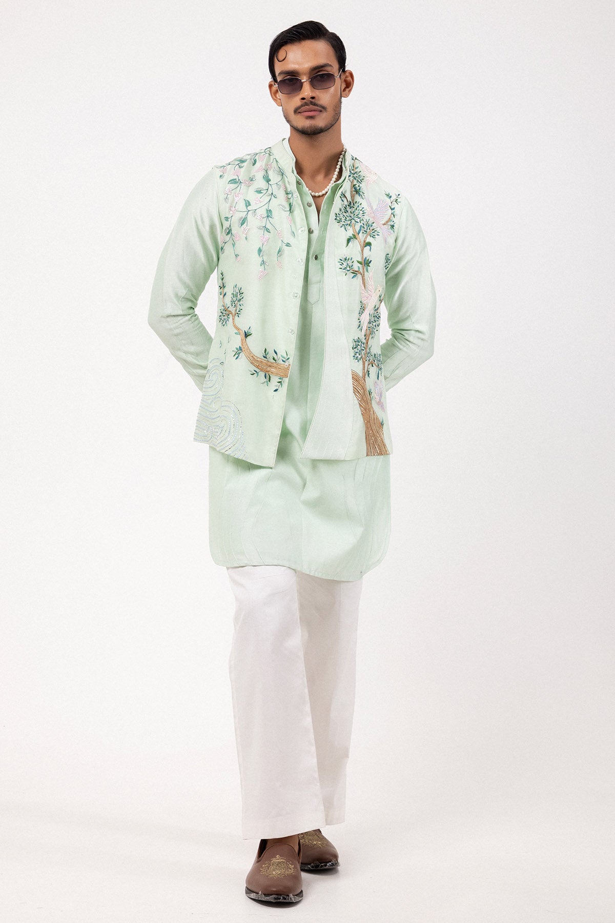 Menthol Dabka & Thread Kurta
