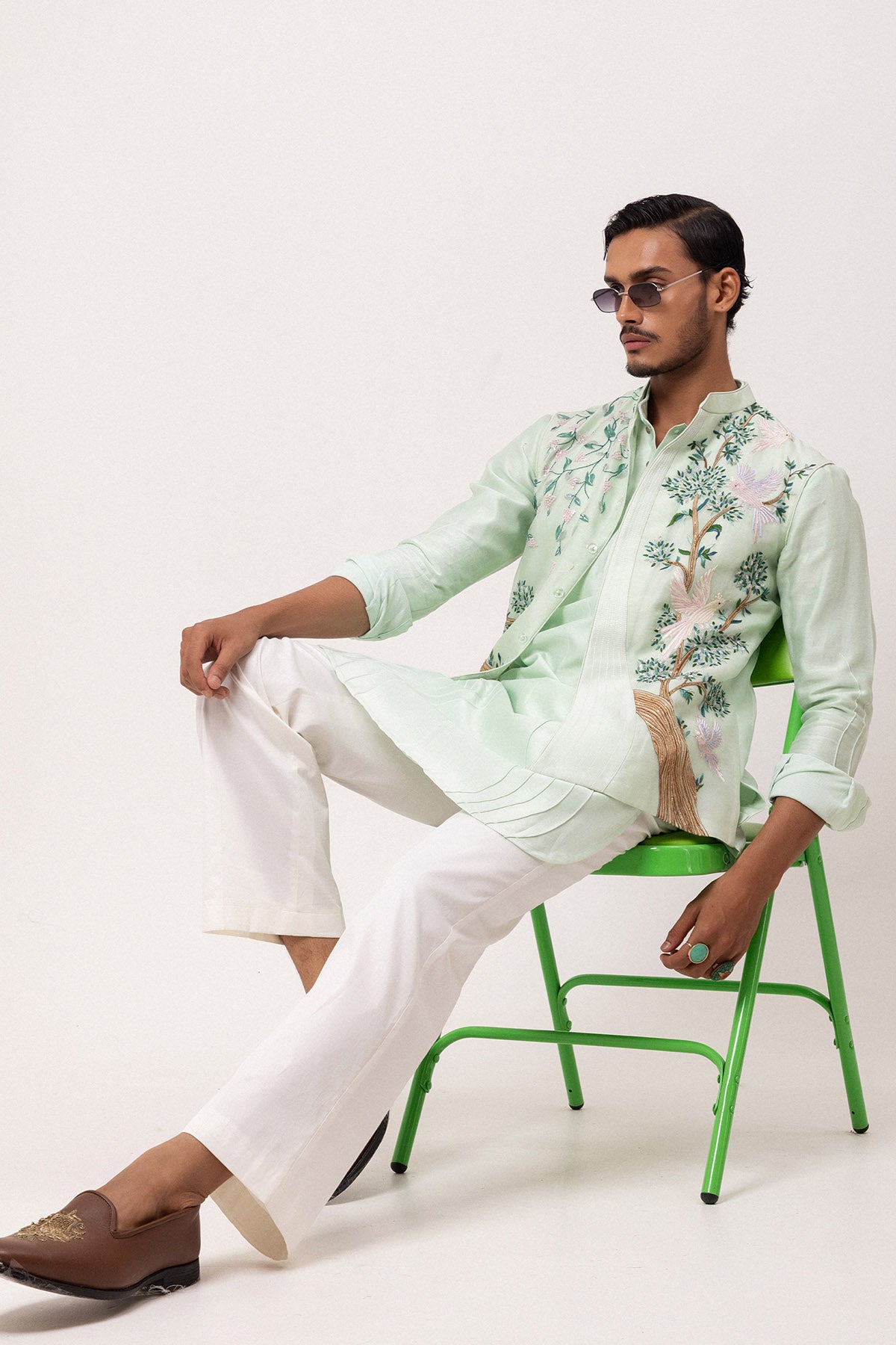 Menthol Dabka & Thread Kurta