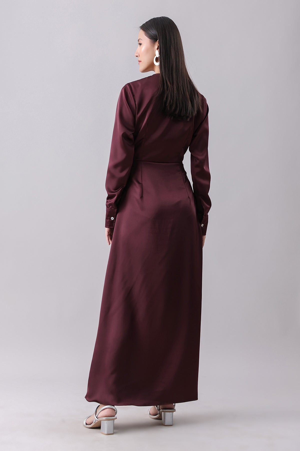 Merlot Cut-Out V-Neck Maxi Dress