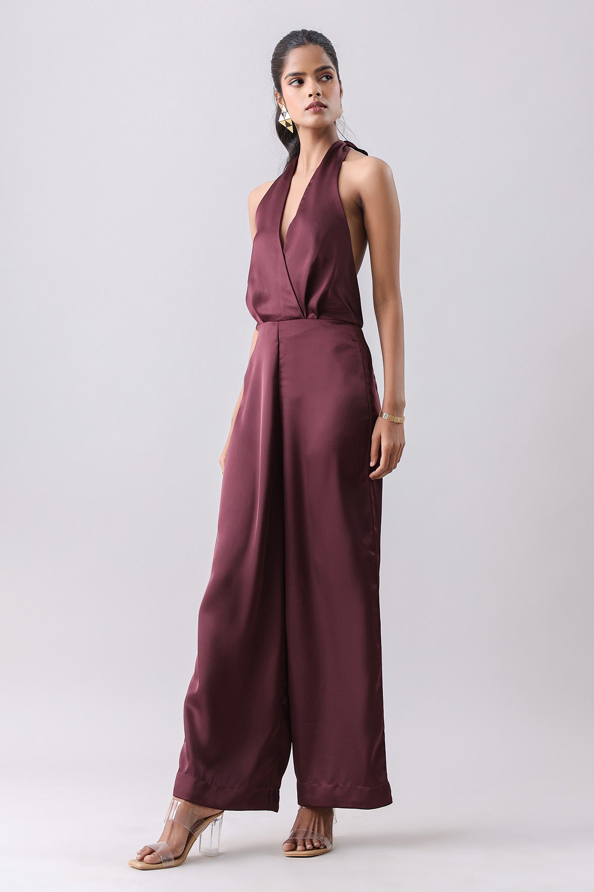 Merlot Halter Neck Jumpsuit