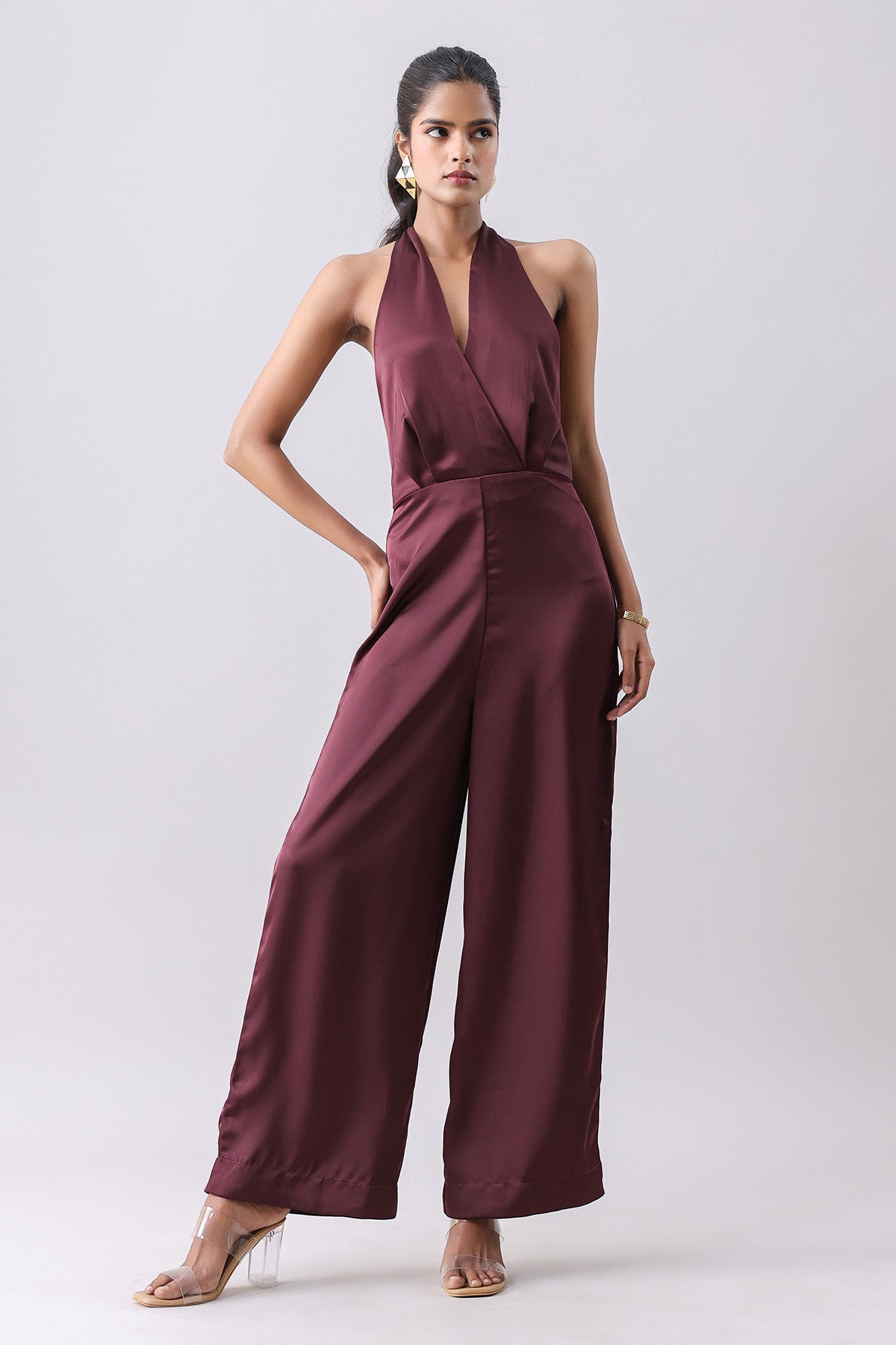 Buy Merlot Halter Neck Jumpsuit by Why Look West for women online at ScrollnShops