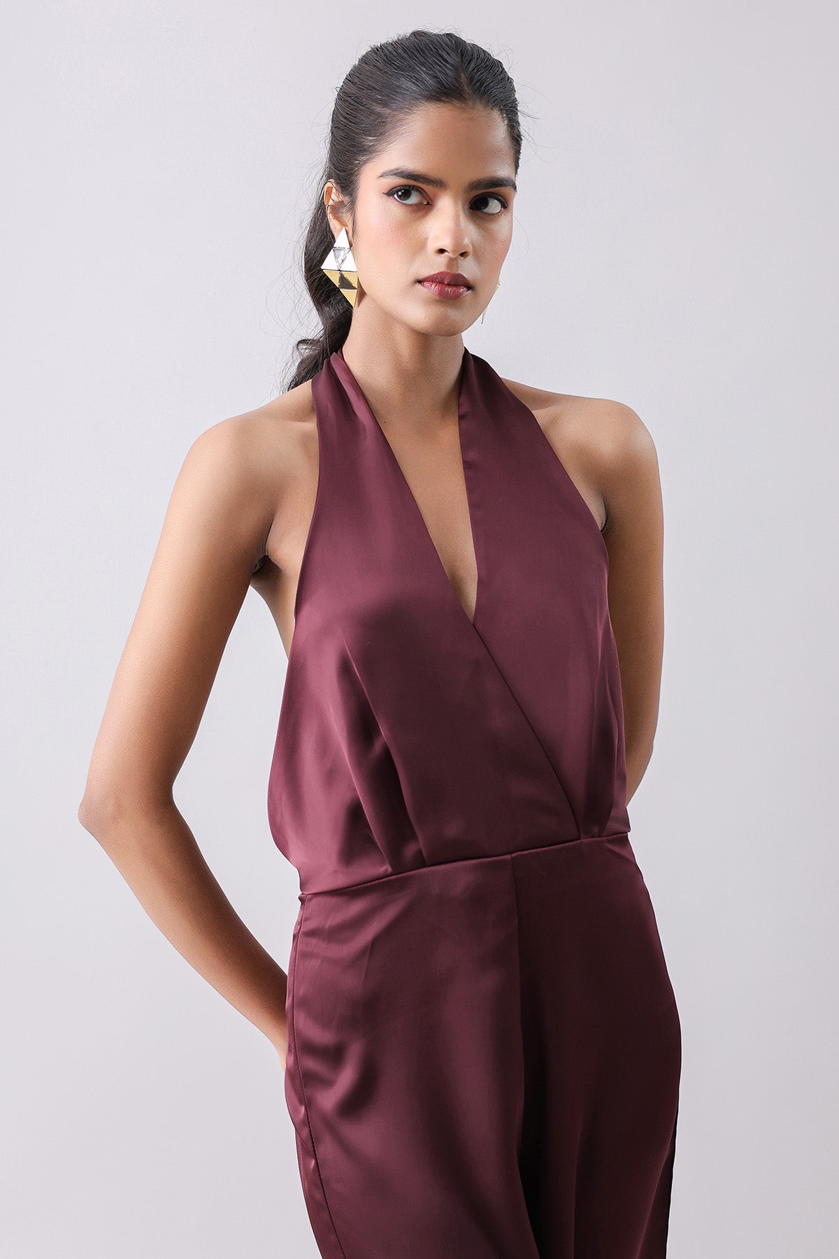Merlot Halter Neck Jumpsuit