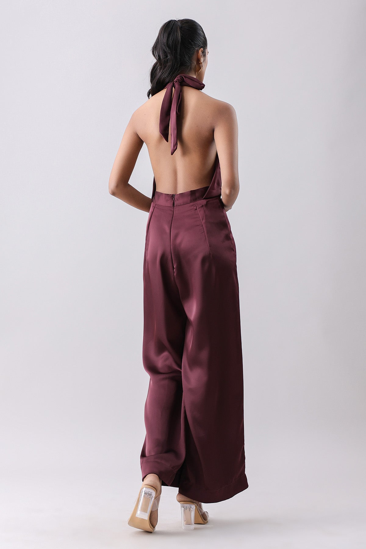Merlot Halter Neck Jumpsuit