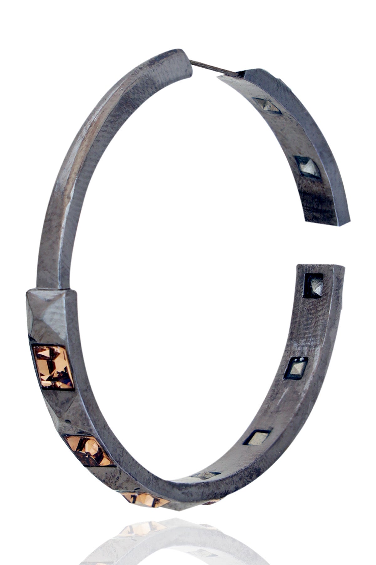 Metallic Gold Crystal Hoops