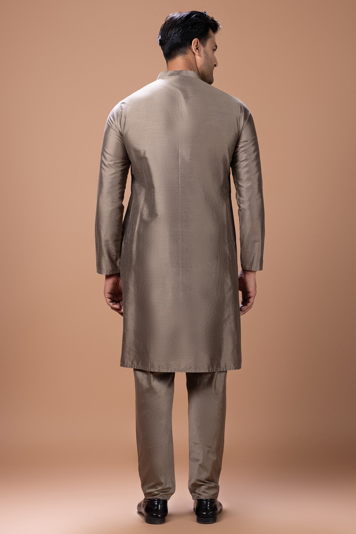 Metallic Fawn Pleated Kurta Set