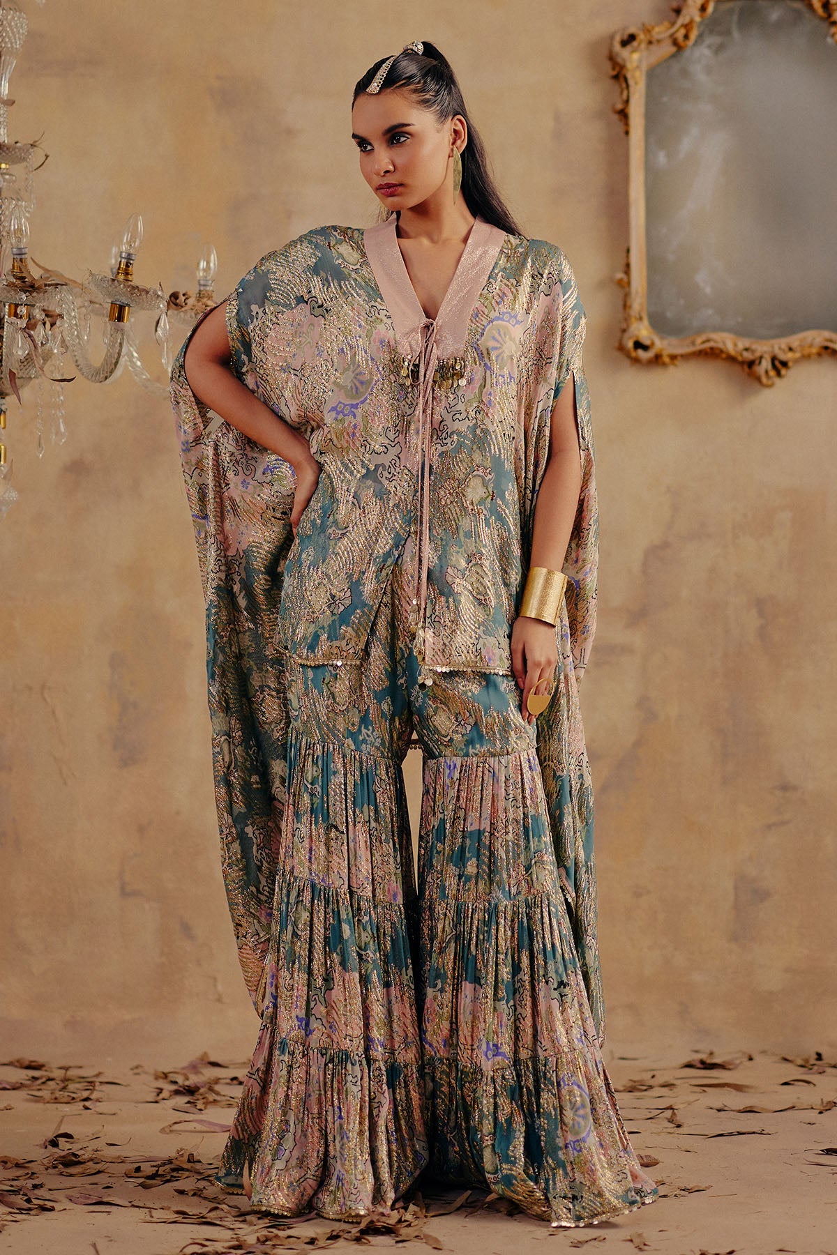 Buy Metallic Georgette Kurta Set for women by Ajiesh Oberoi online available at scrollnshops