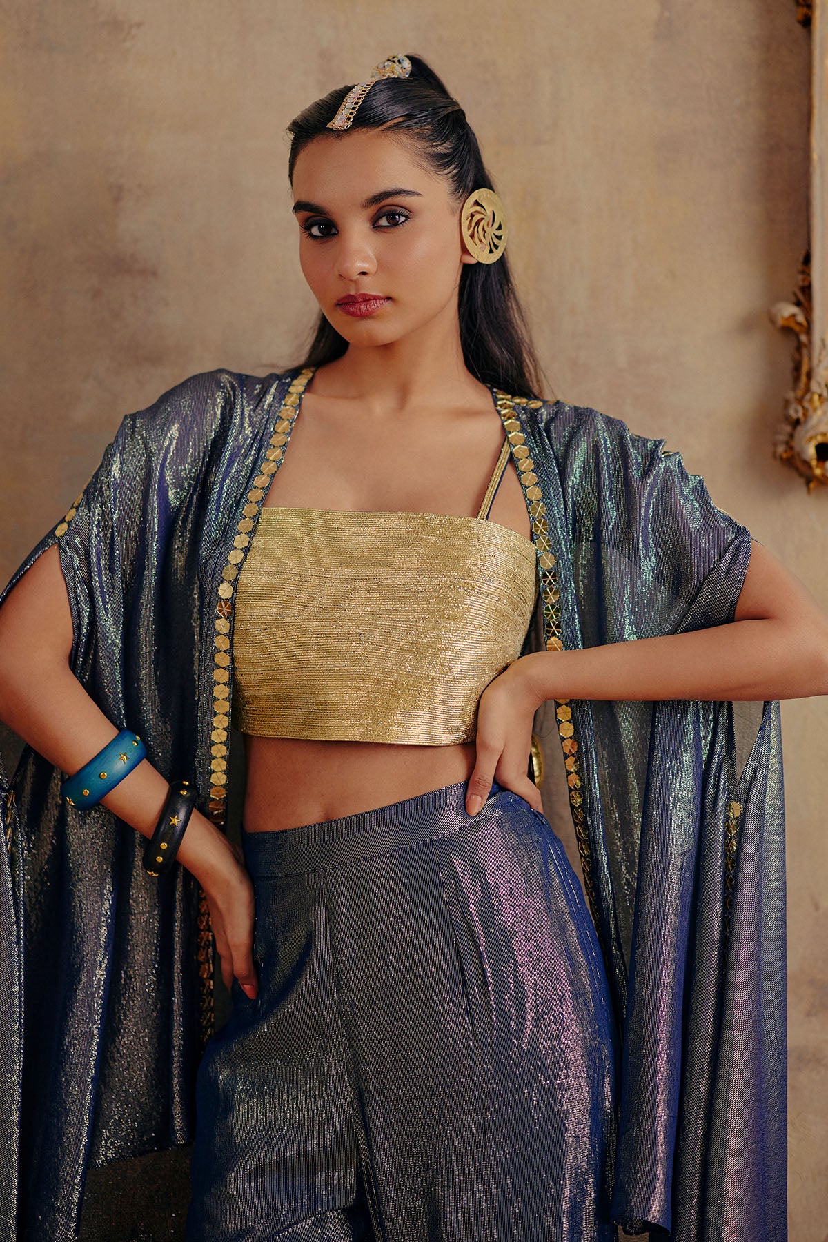 Metallic Gold Indo-Western Set
