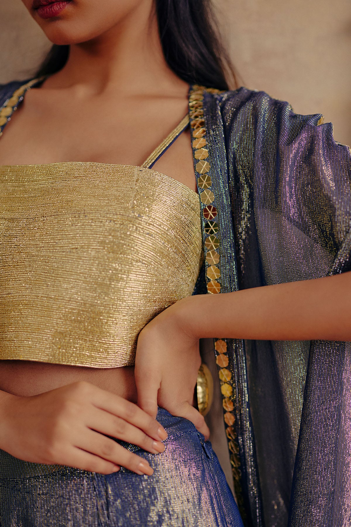 Metallic Gold Indo-Western Set