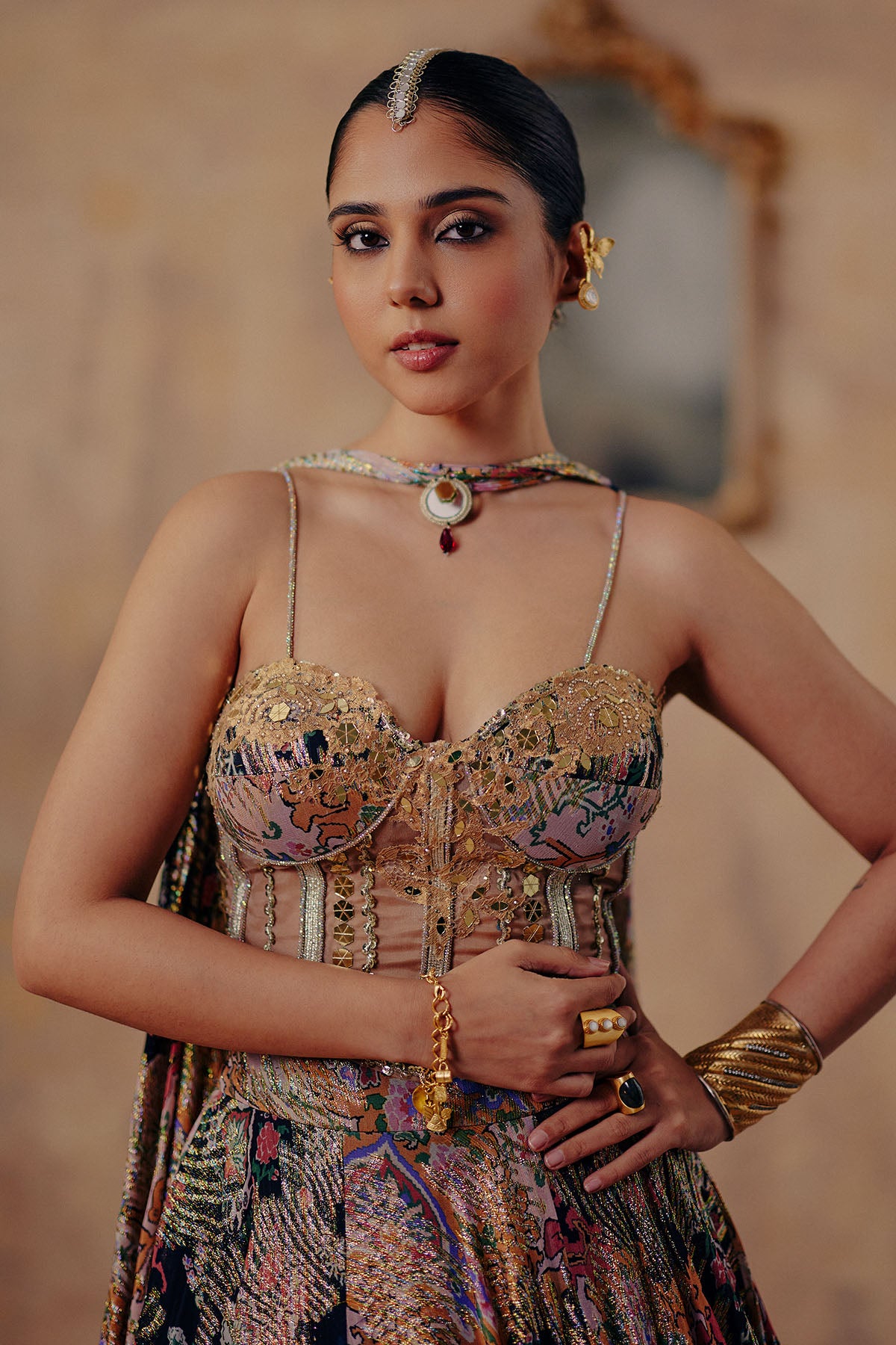 Metallic Jewel Tone Lehenga Set