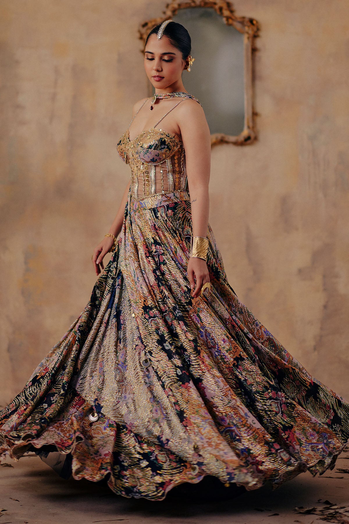 Metallic Jewel Tone Lehenga Set