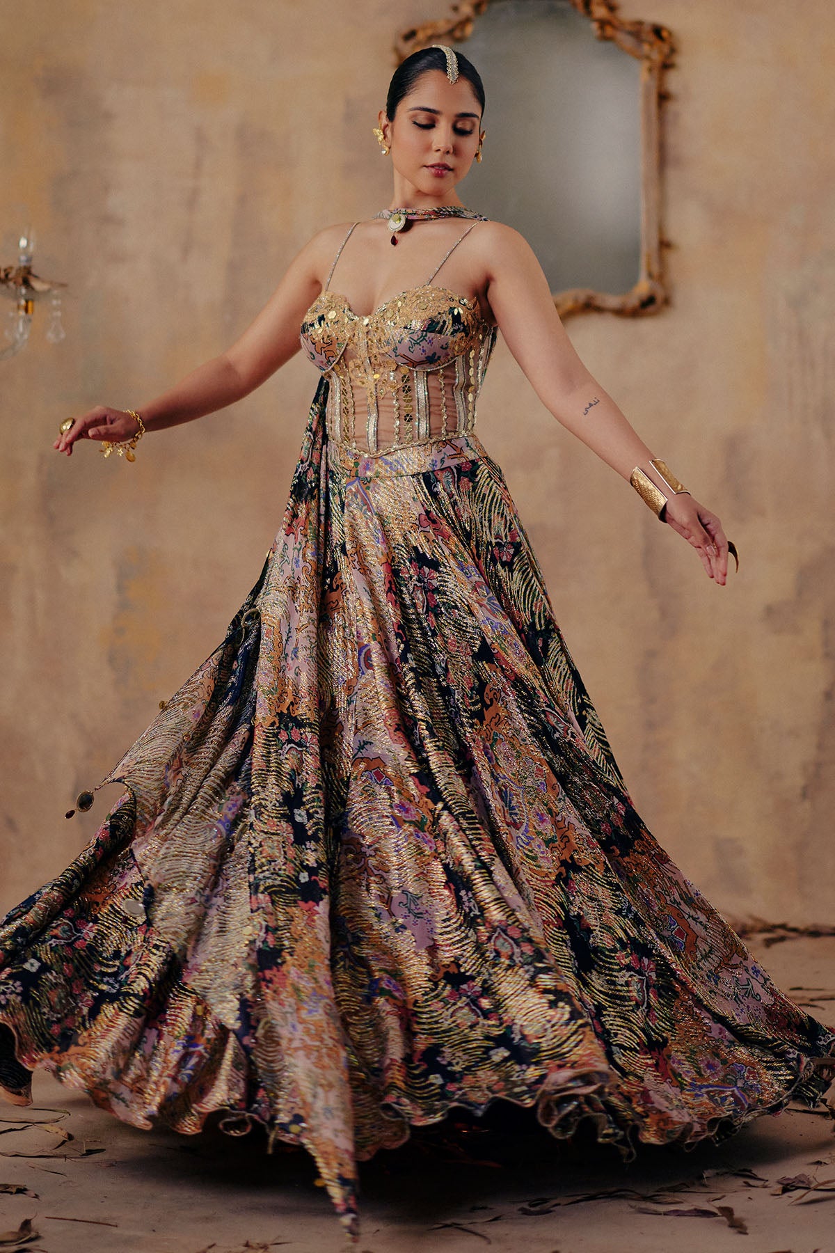 Metallic Jewel Tone Lehenga Set