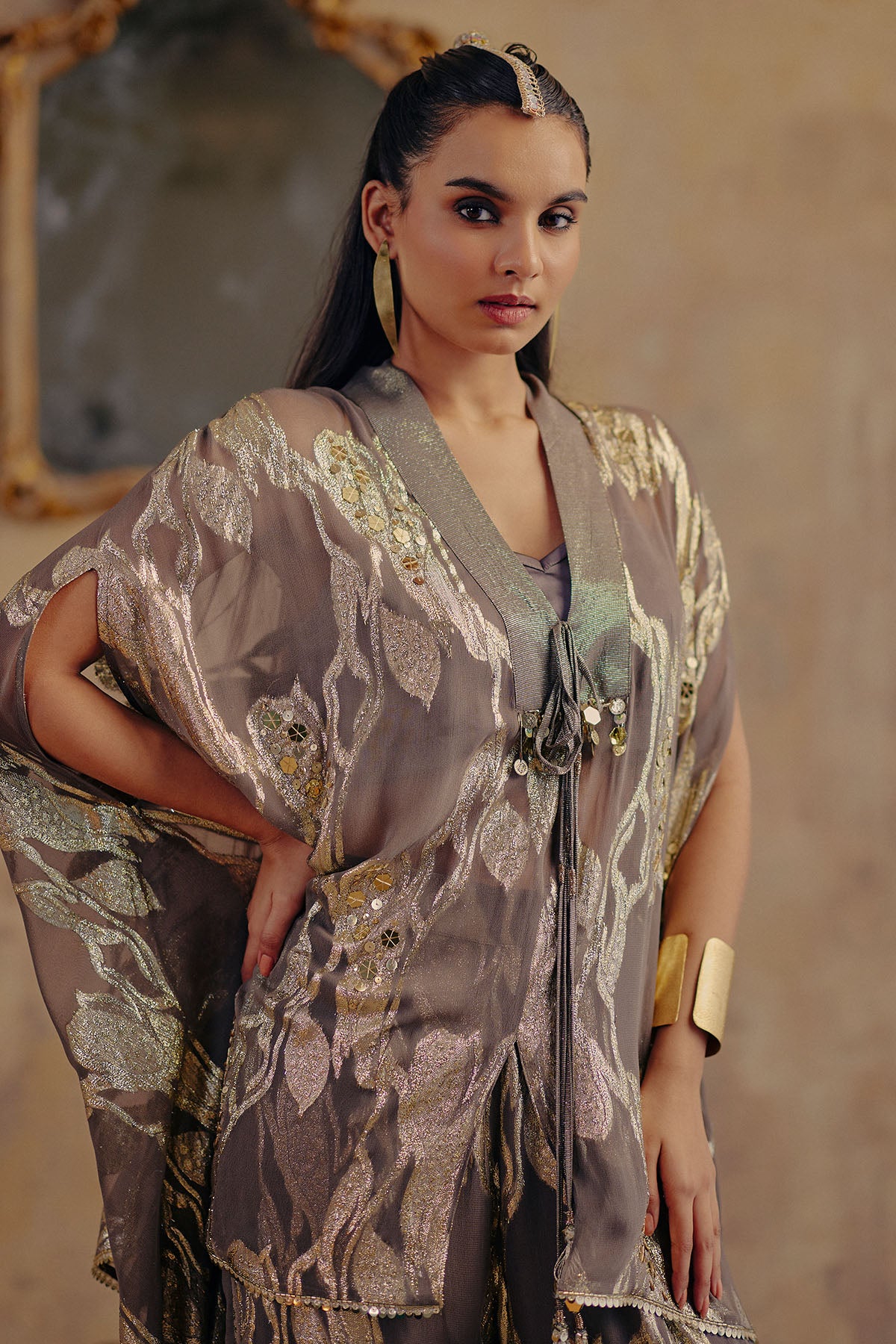 Metallic Motif Indo-Western Set