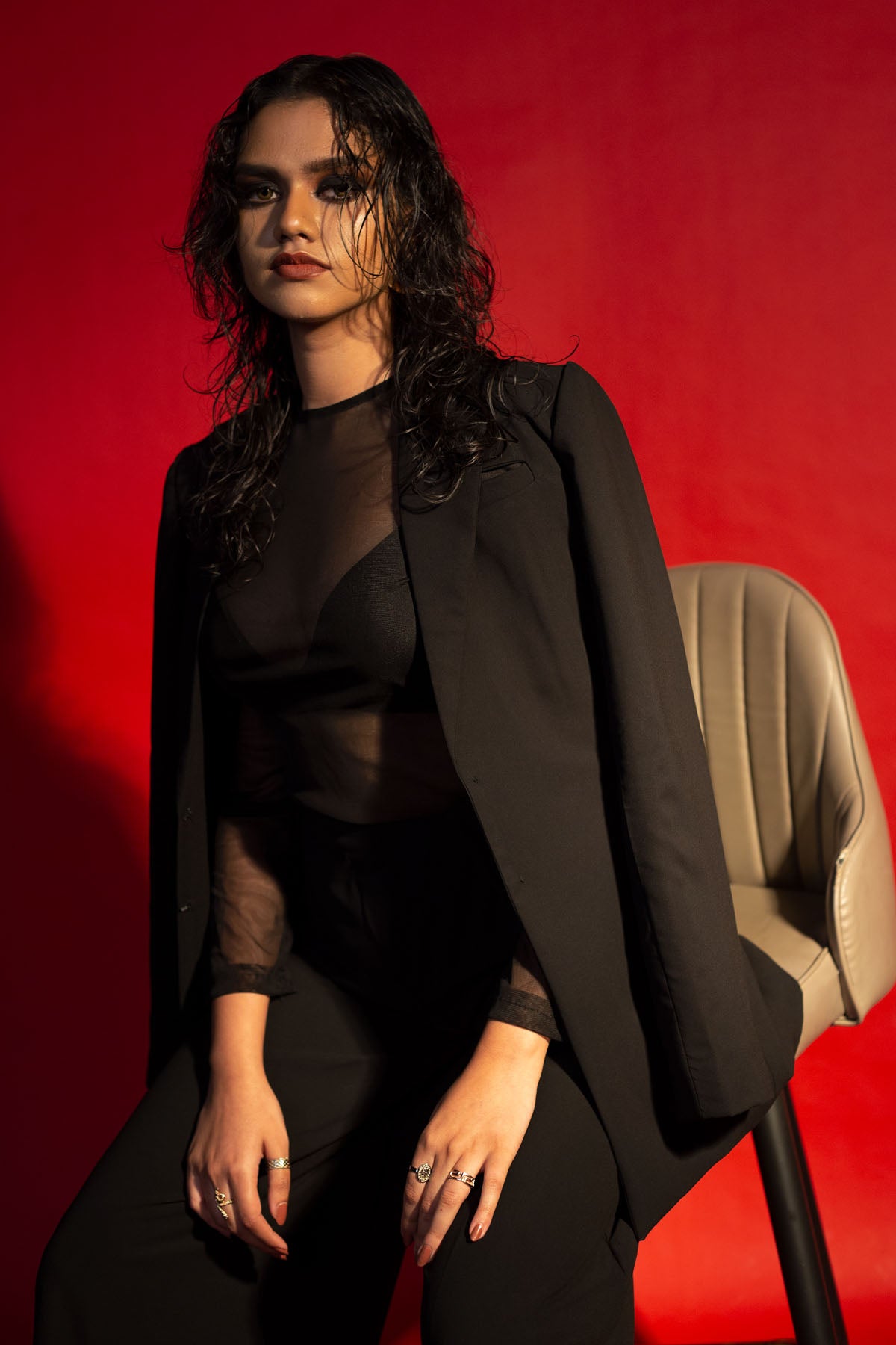 Midnight Bemberg Satin Blazer