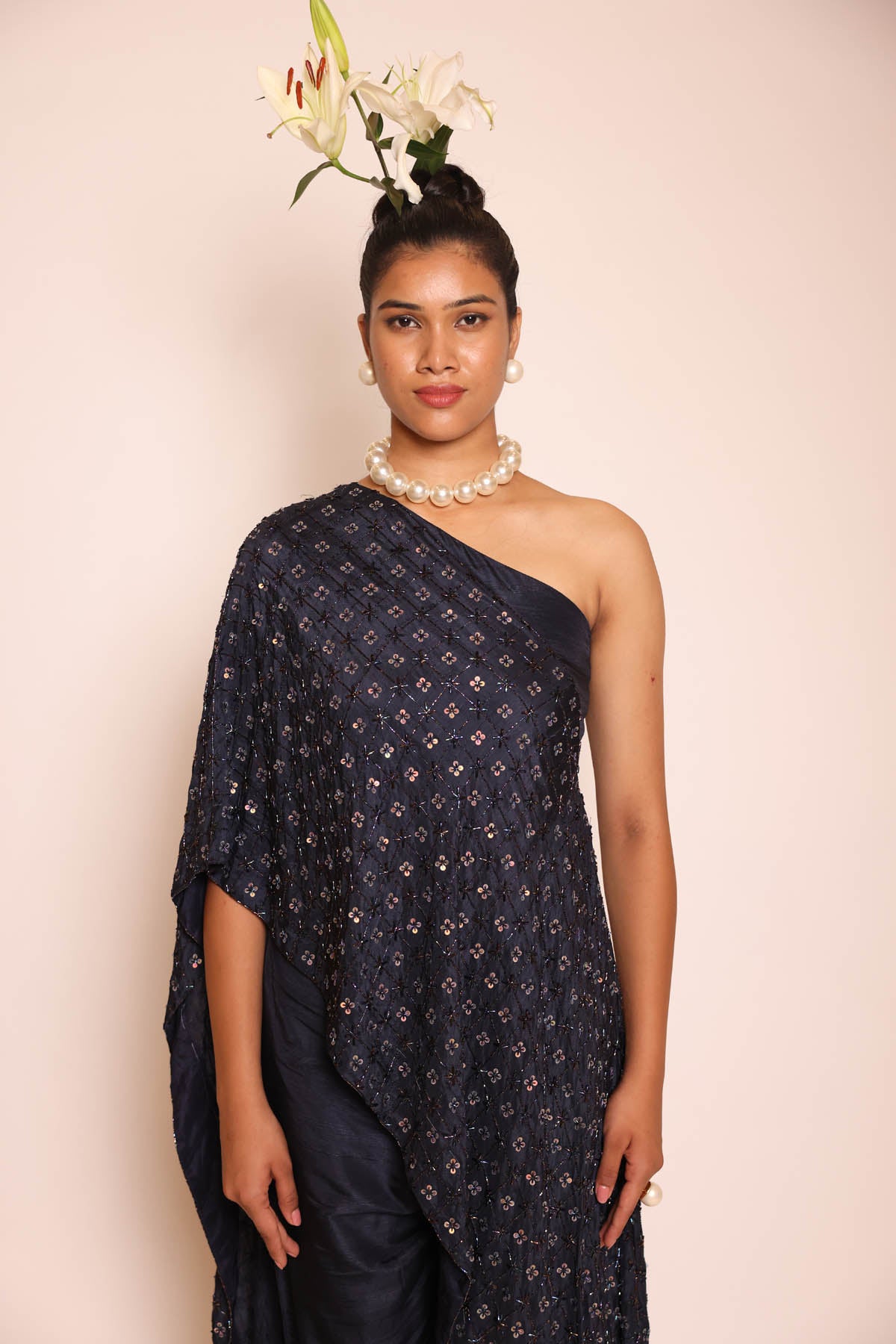 Midnight Blue Draped Top & Pants