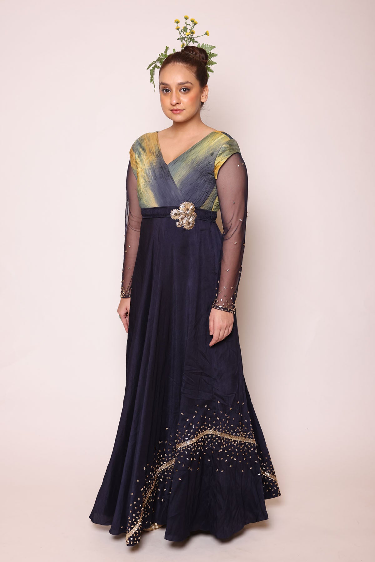 Midnight Blue Embroidered Dress