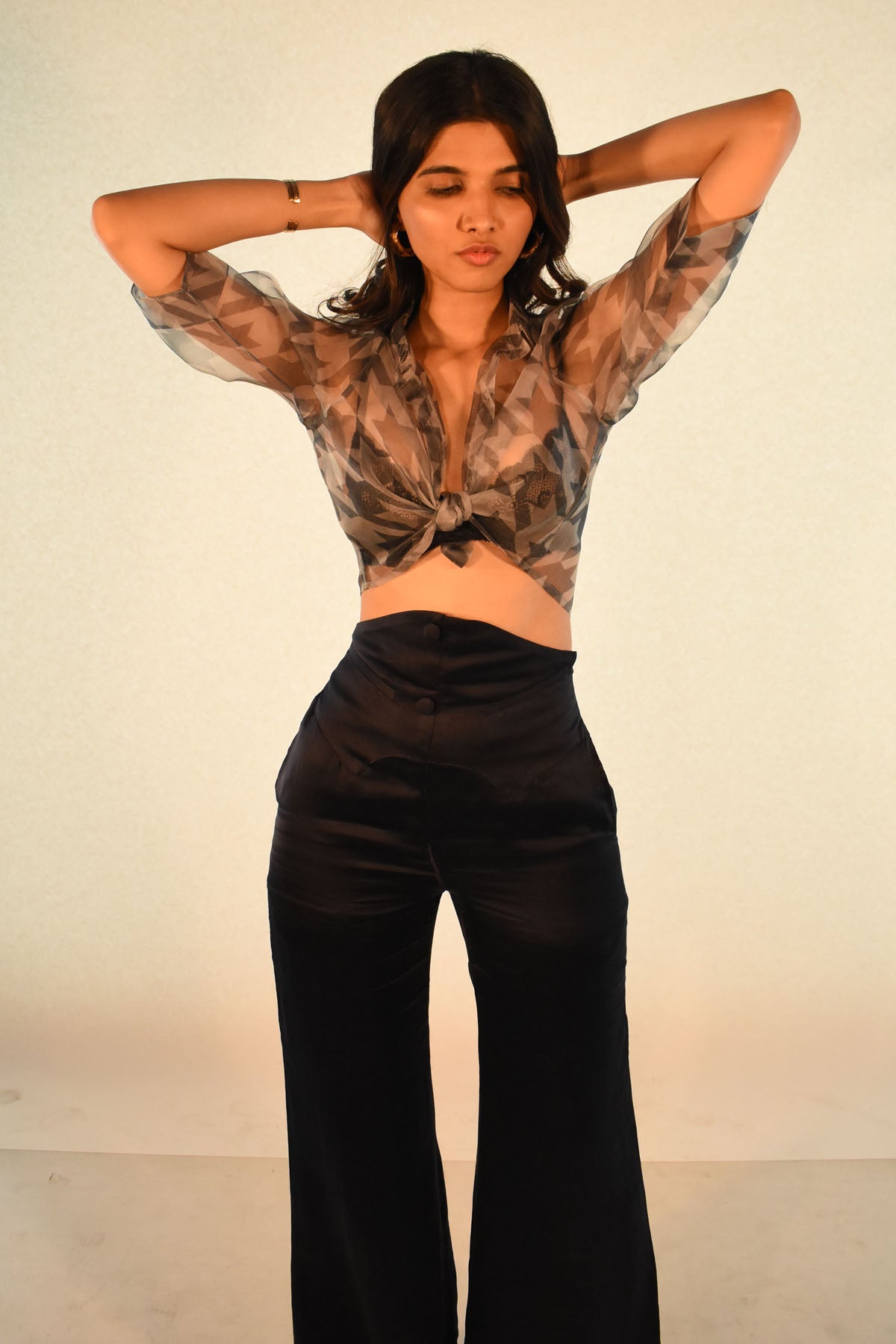 Midnight Navy Flared Trousers