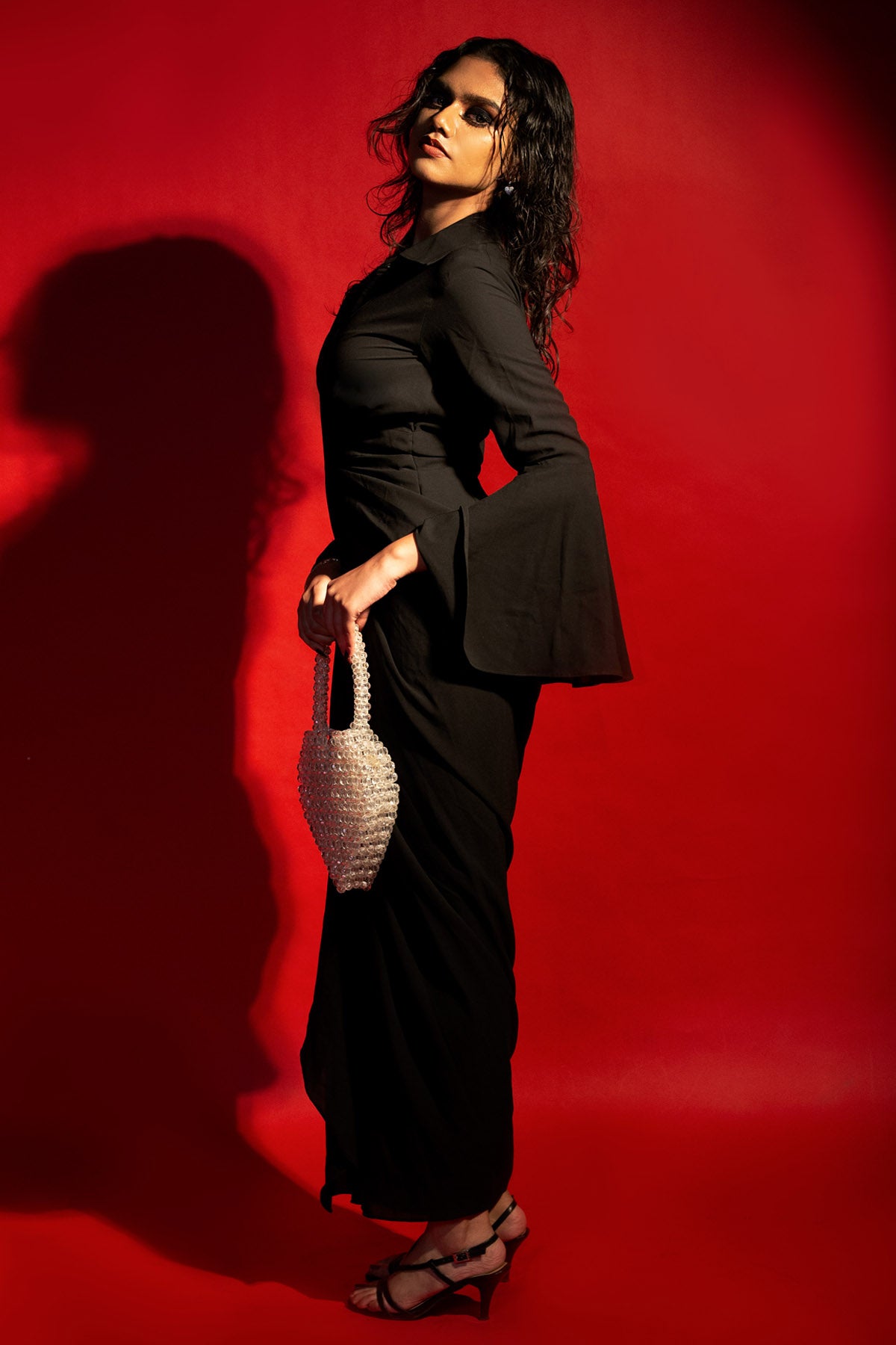 Midnight Pleated Shirt Dress