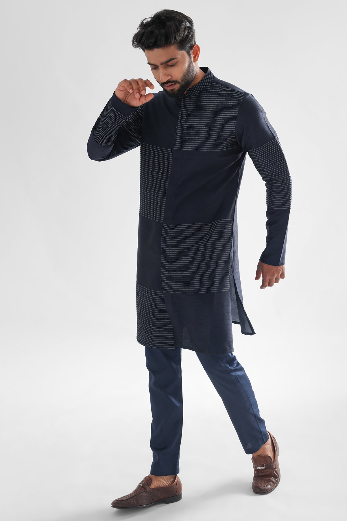 Midnight Blue Pintuck Kurta Set