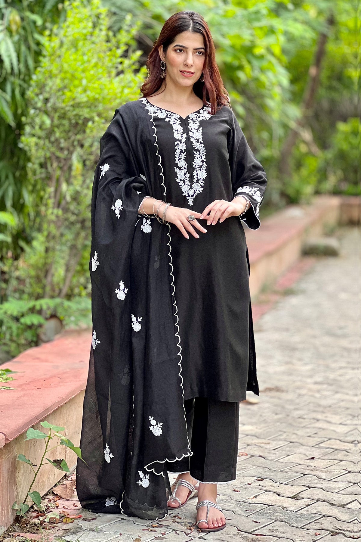 Buy Midnight Embroidered Kurta Set for women by The Hemming Bird online available at scrollnshops