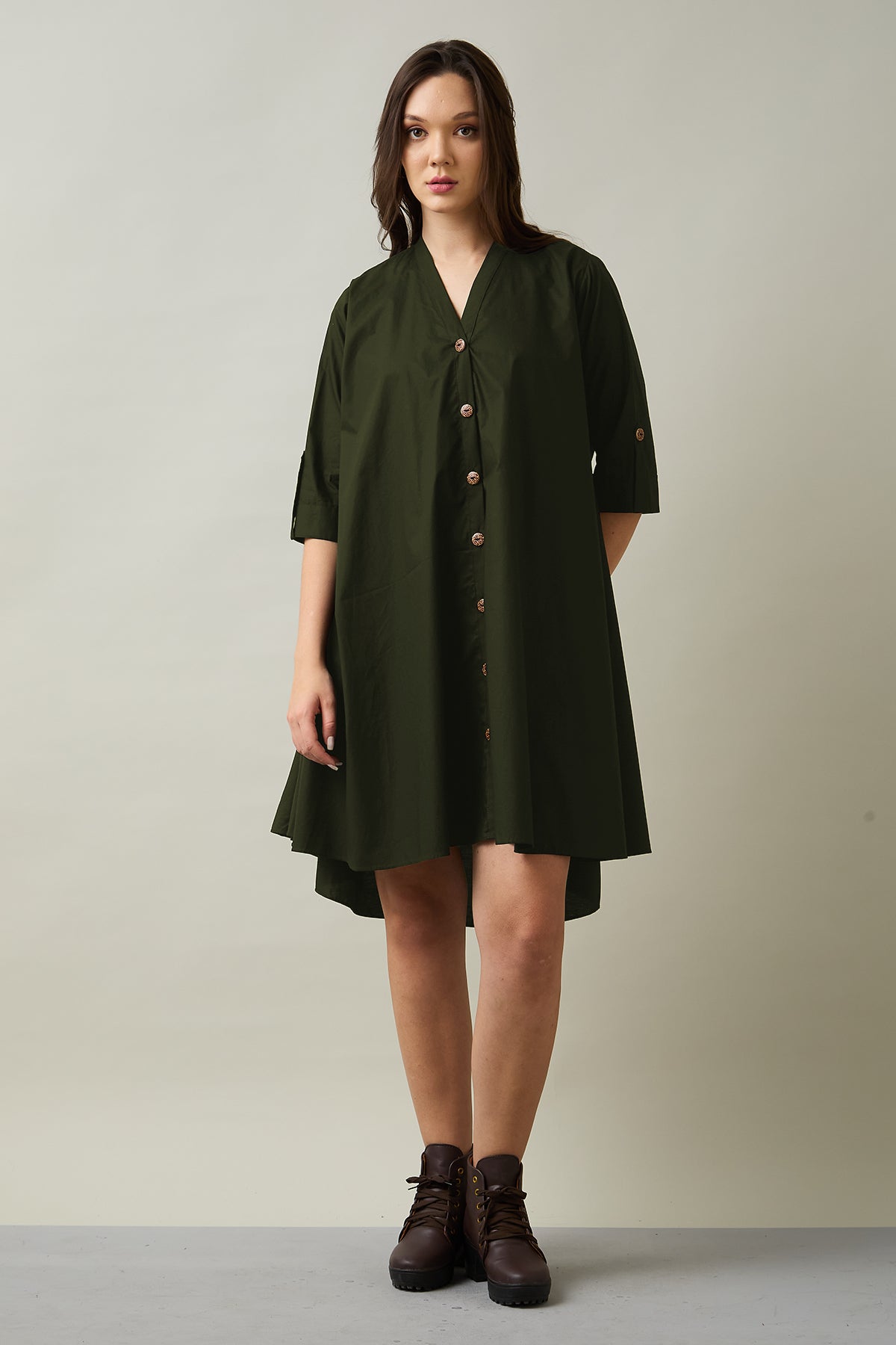 Buy Military Cotton Oversize Dress for Women by SNEHA B Designer online available at scrollnshops