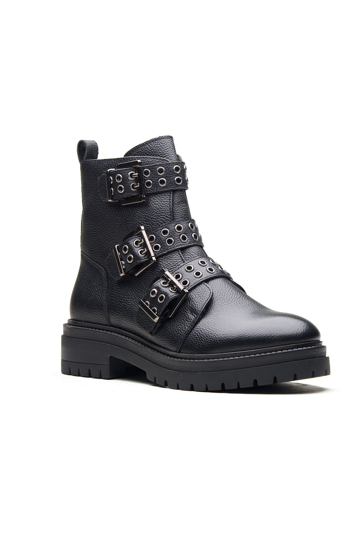 Buy Milled Leather Black Ankle Boots by Dang Shoes for women online at ScrollnShops