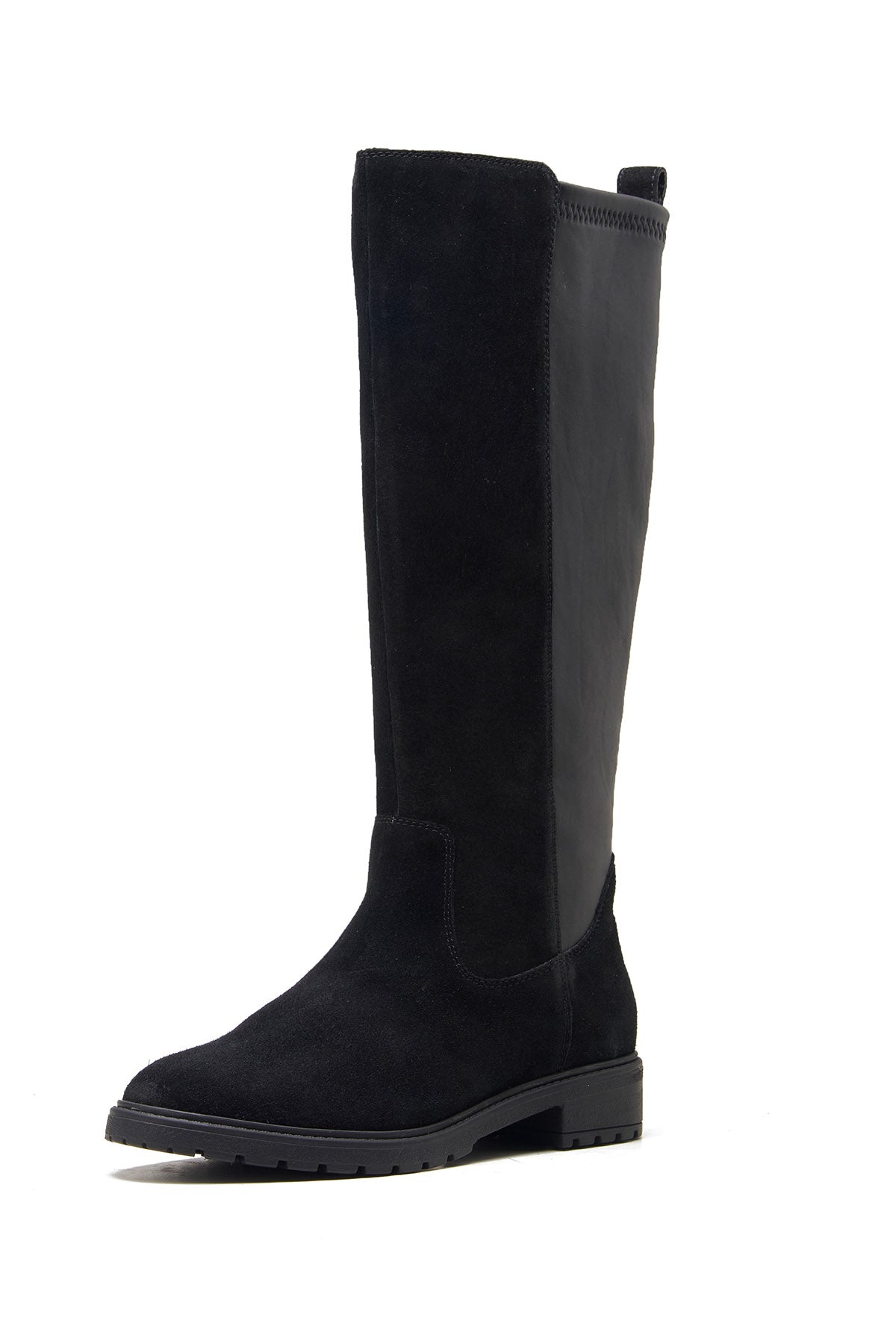 Milled Leather Black Long Boots