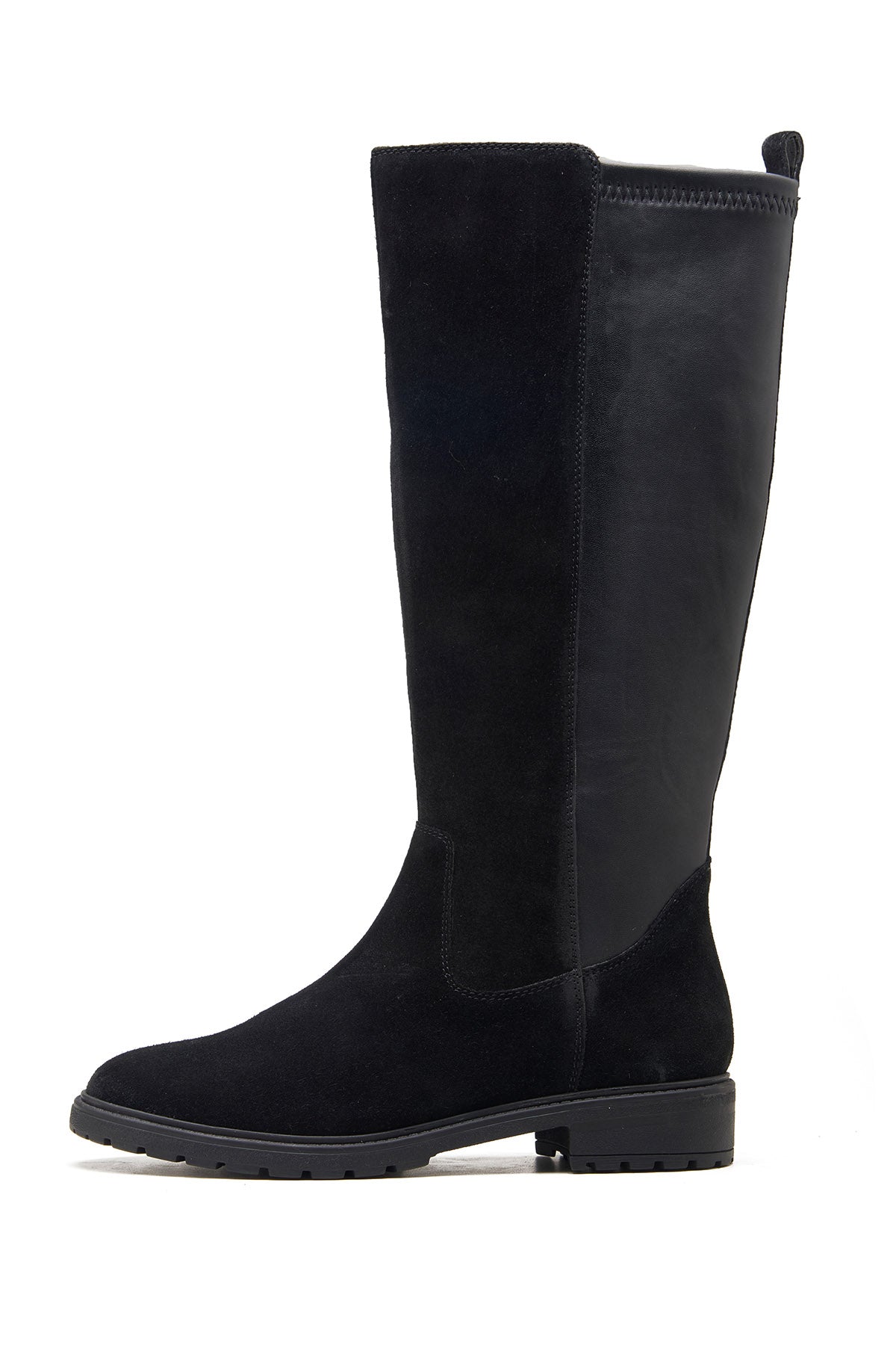 Milled Leather Black Long Boots