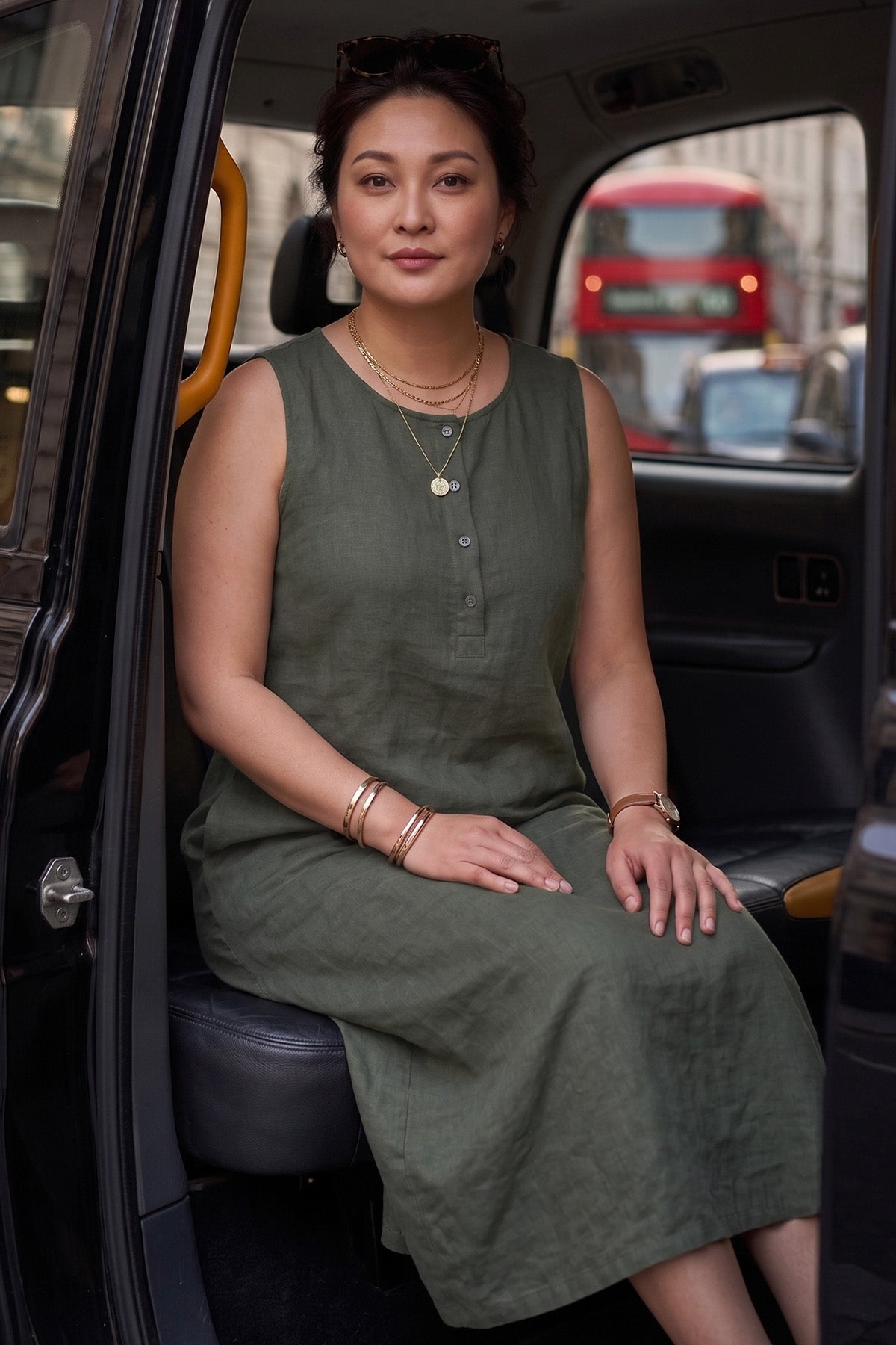 Mineral Green Linen Blend Dress