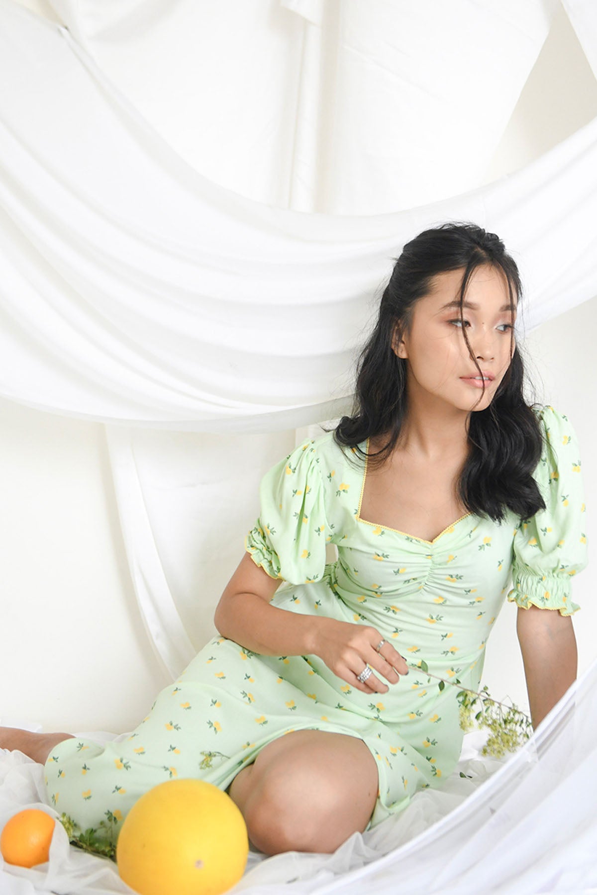 Mint Cotton Side Slit Dress