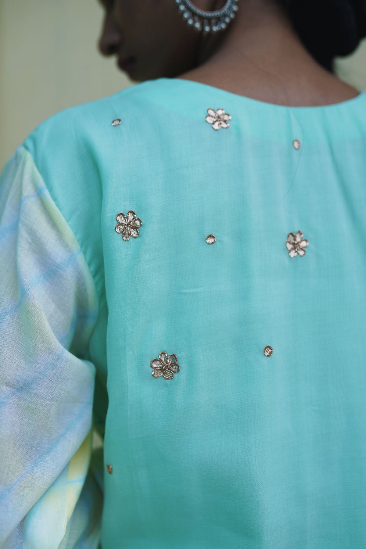 Mint Floral Gota Embroidered Kurti