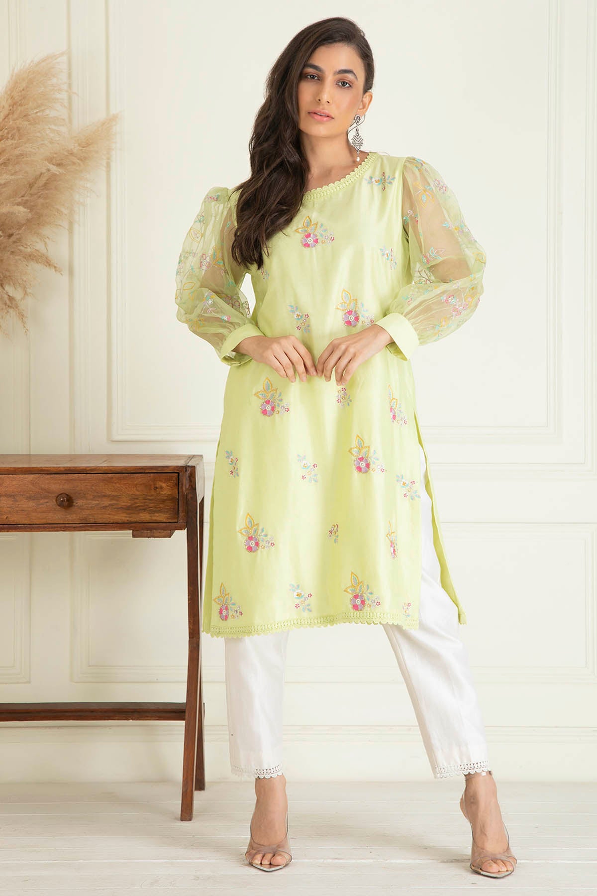 Mint Green Chanderi Kurta Set