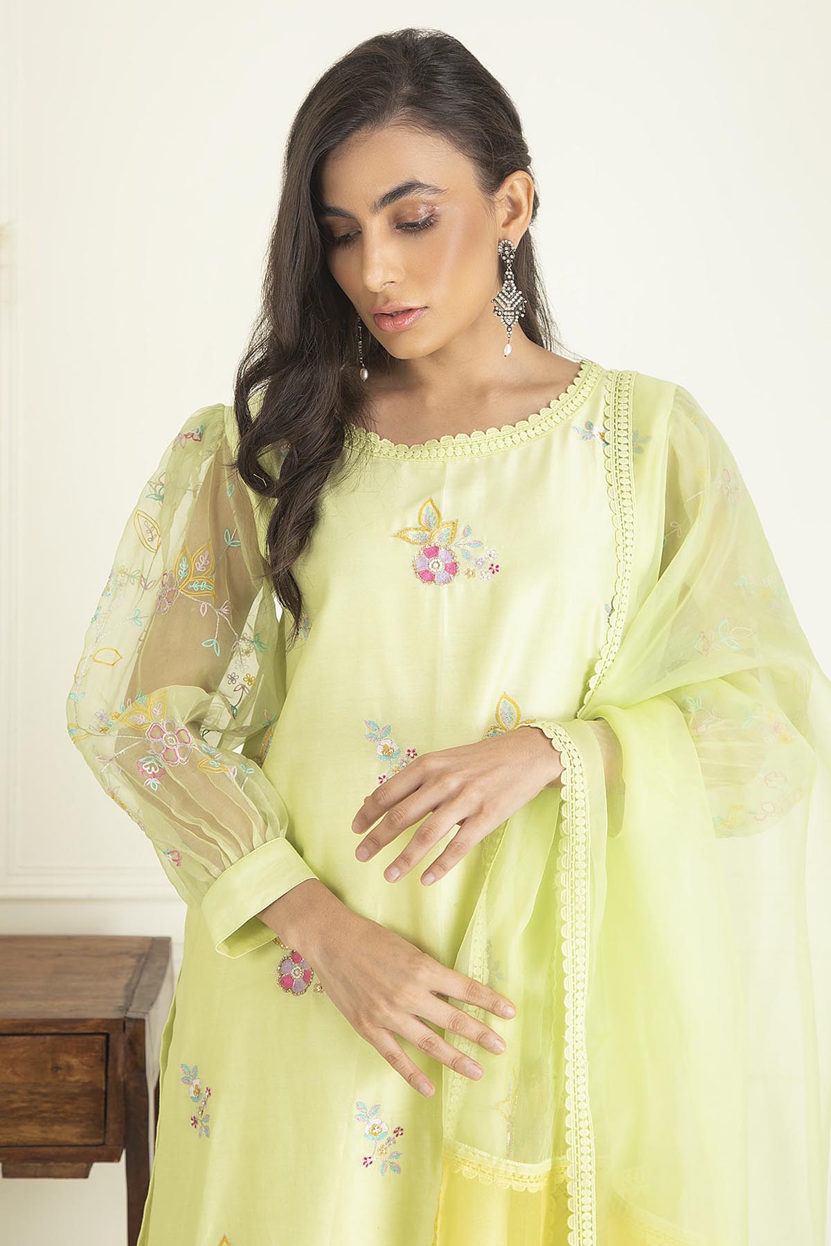 Mint Green Chanderi Kurta Set