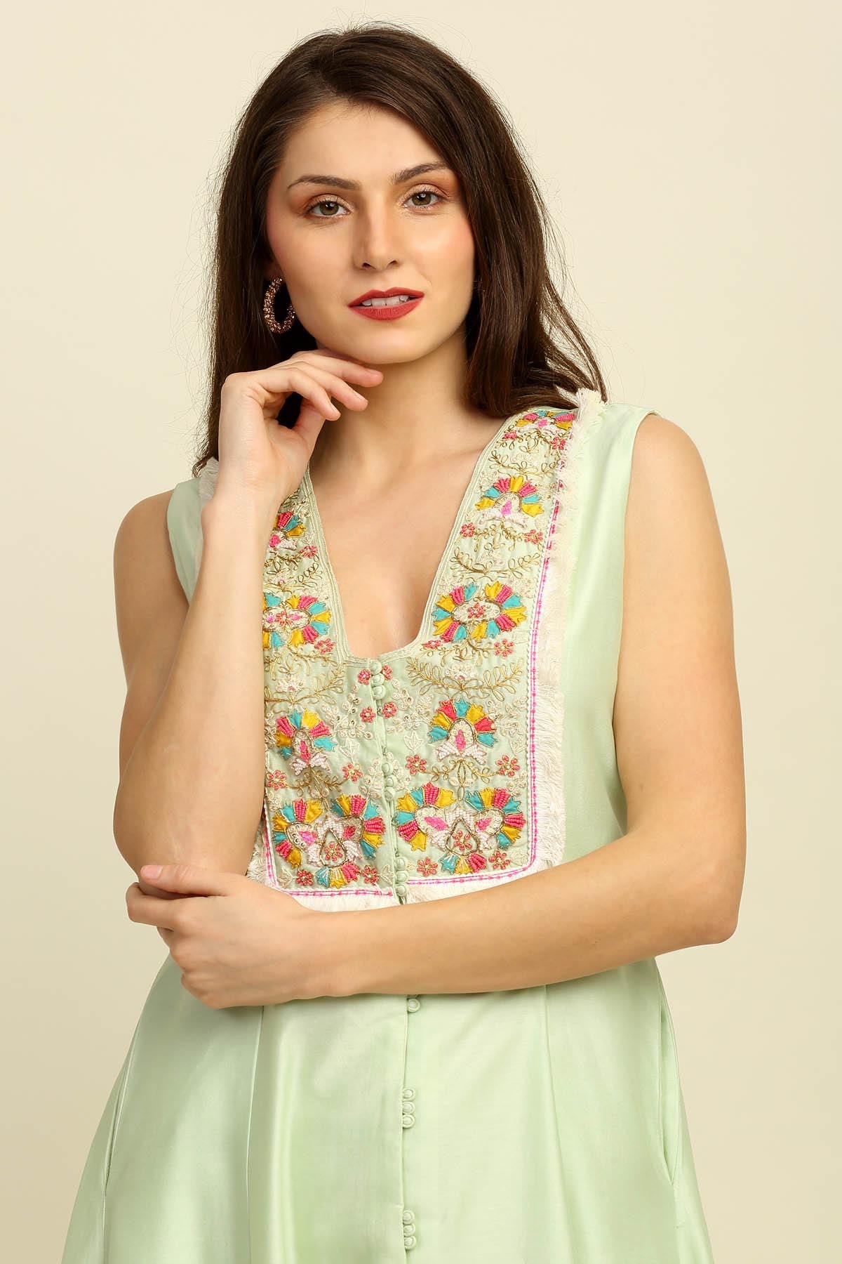 Mint Green Embroidered Kurta Set