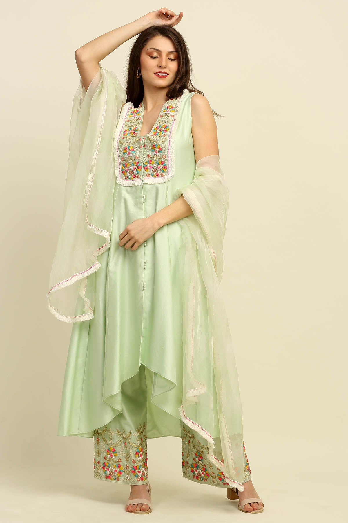 Mint Green Embroidered Kurta Set