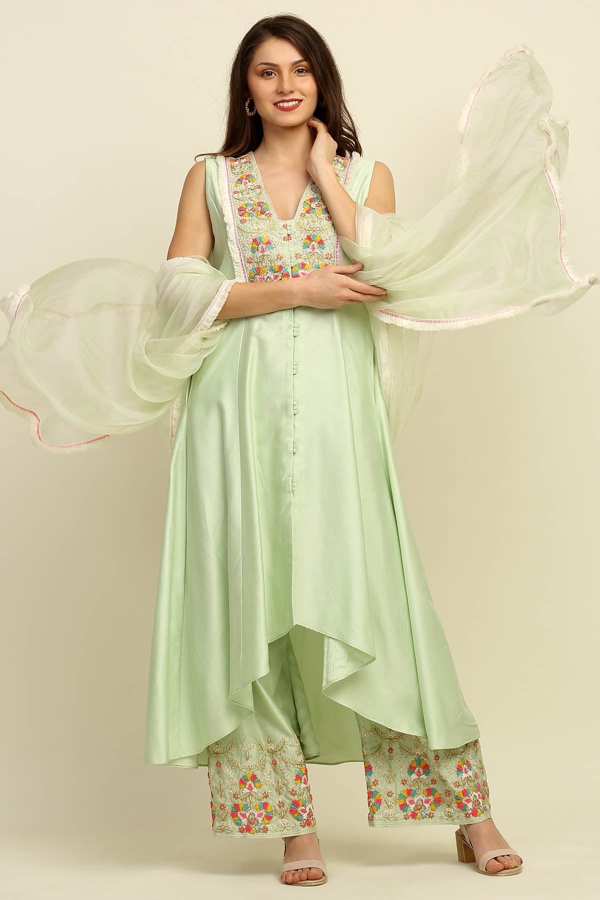 Mint Green Embroidered Kurta Set