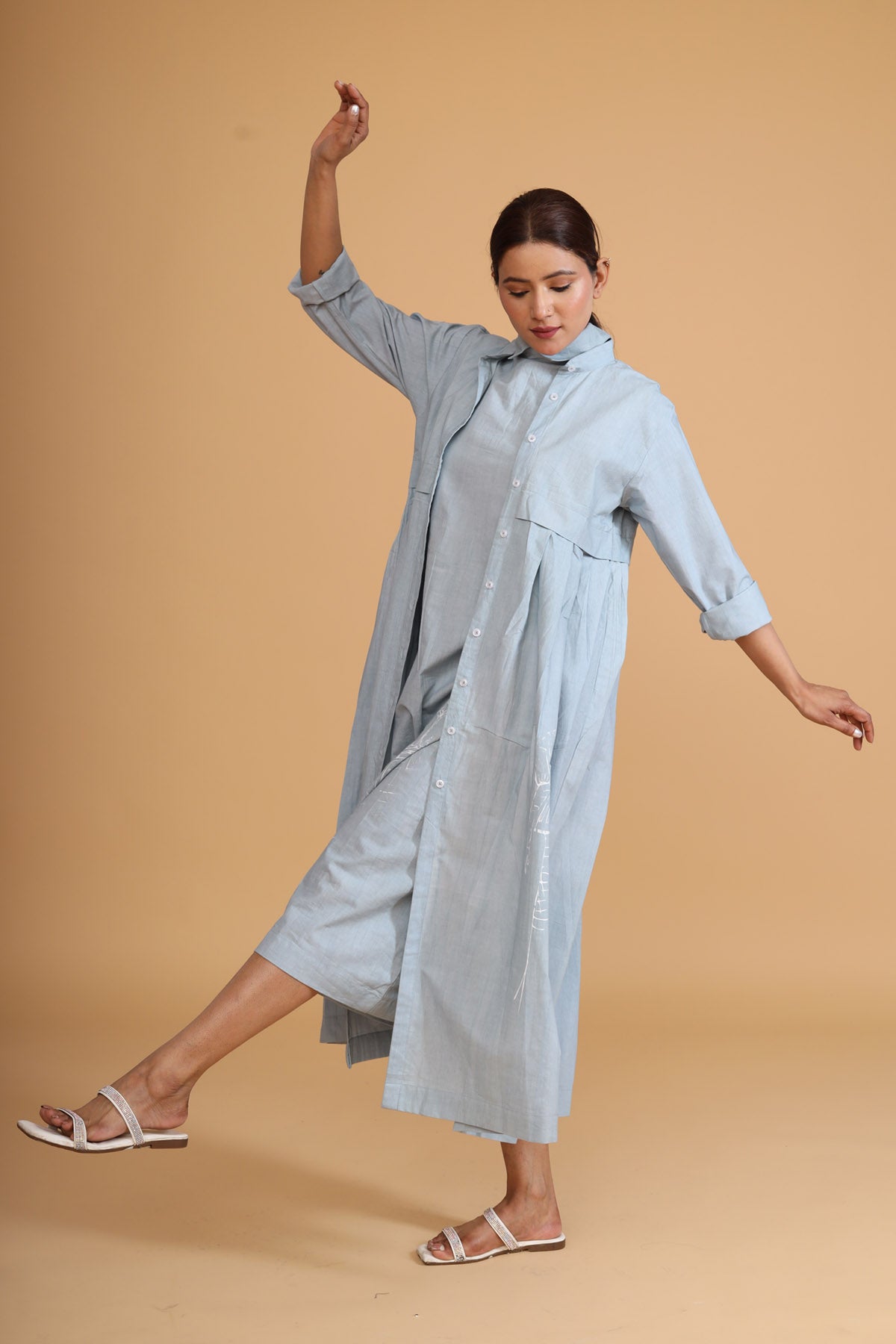 Mint Pleated Dress & Overlay