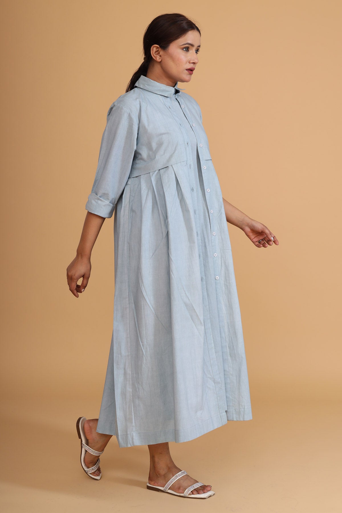 Mint Pleated Dress & Overlay