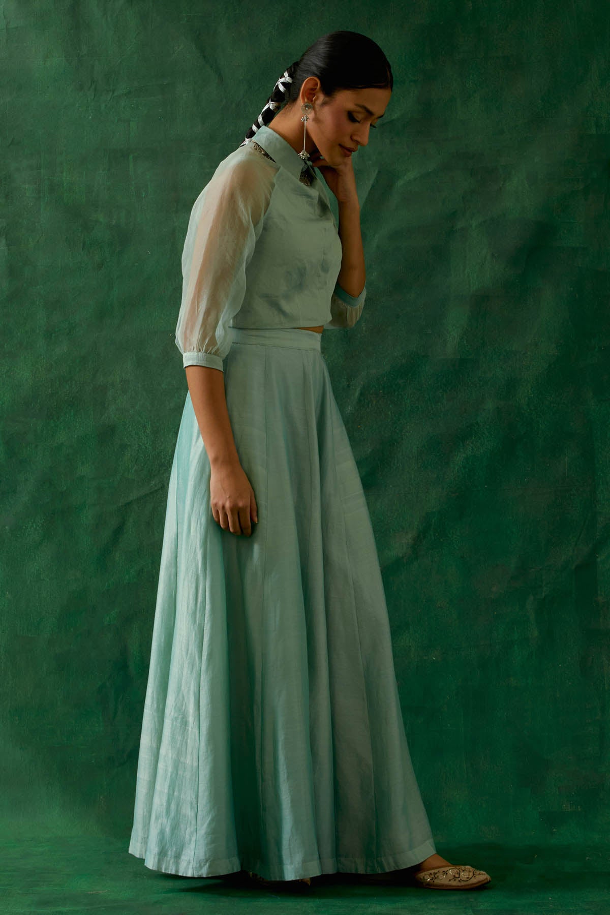 Mint Raglan Sleeves Top & Palazzo