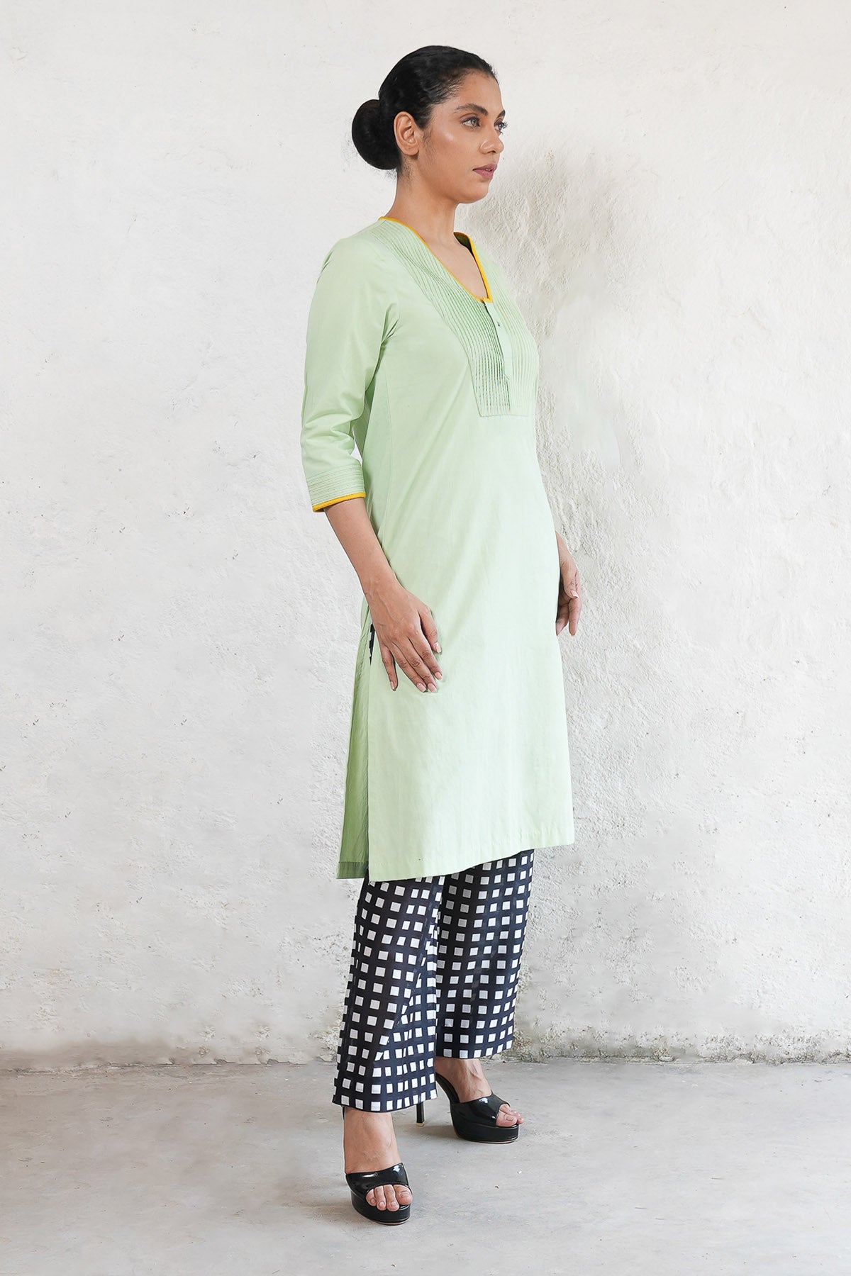 Mint A-Line Kurta & Print Pants