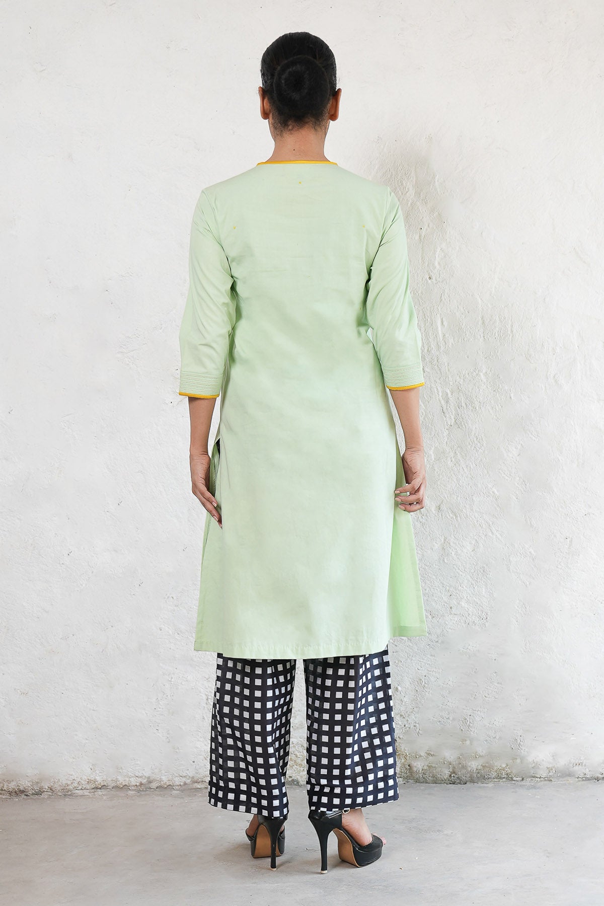 Mint A-Line Kurta & Print Pants