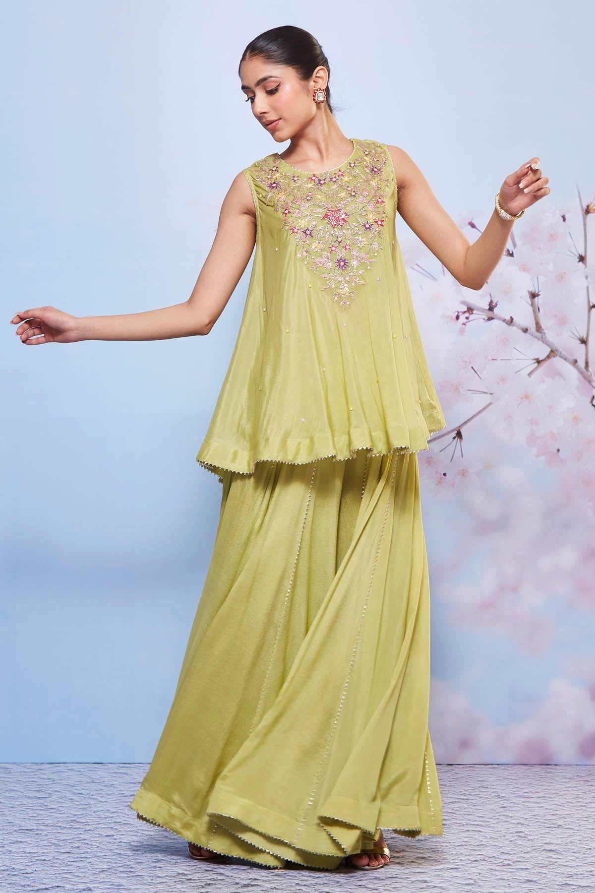 Mint A-Line Kurta & Sharara Set