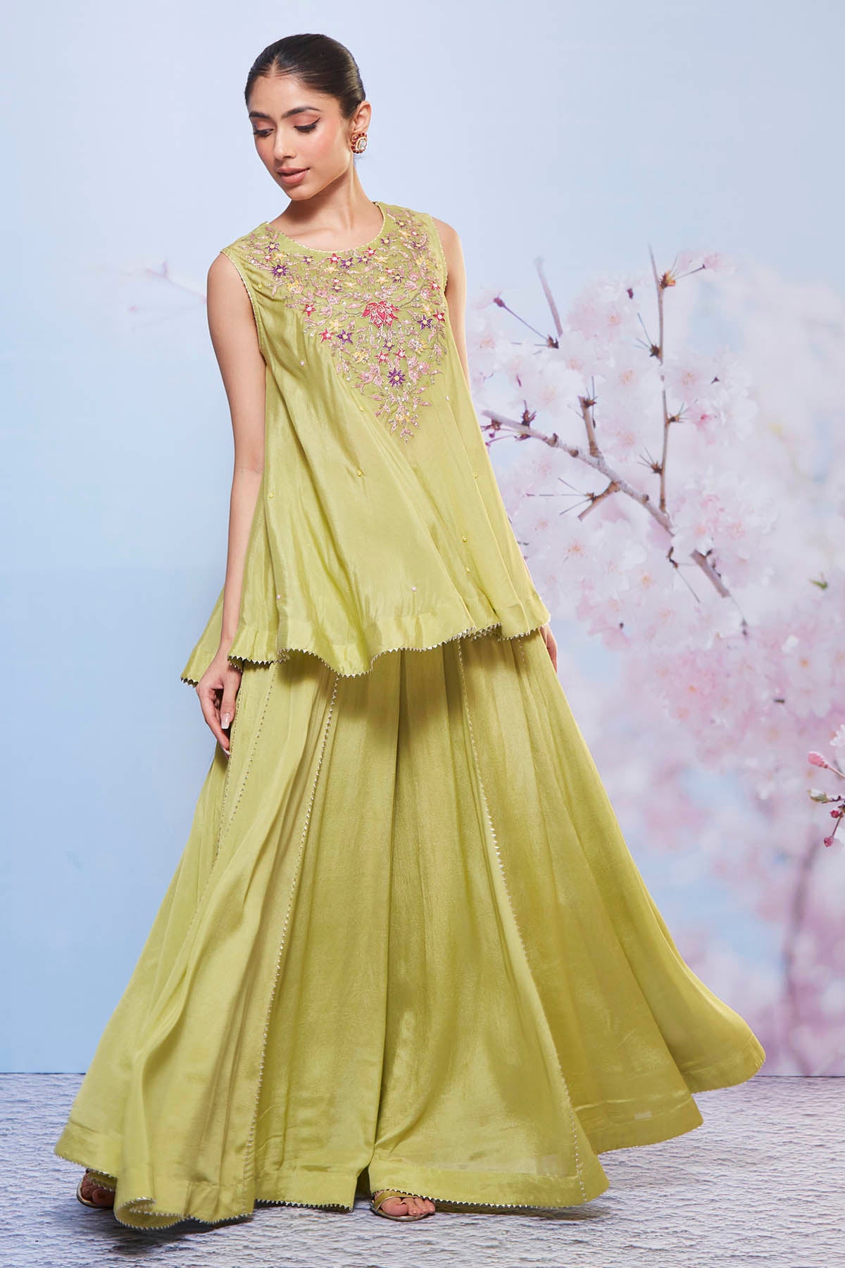 Mint A-Line Kurta & Sharara Set