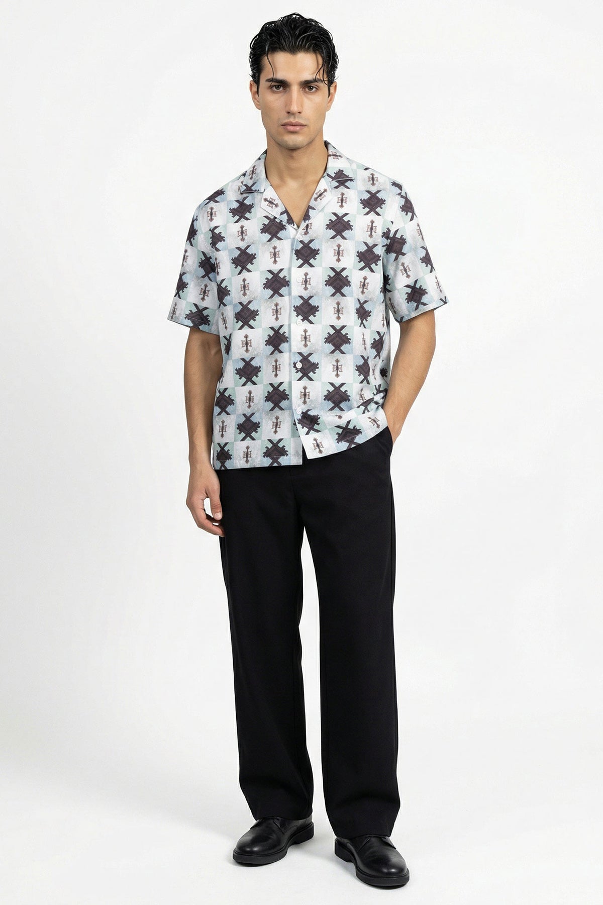 Buy Mint And White Viscose Shirt for men by Tezhhomayaa online available at scrollnshops