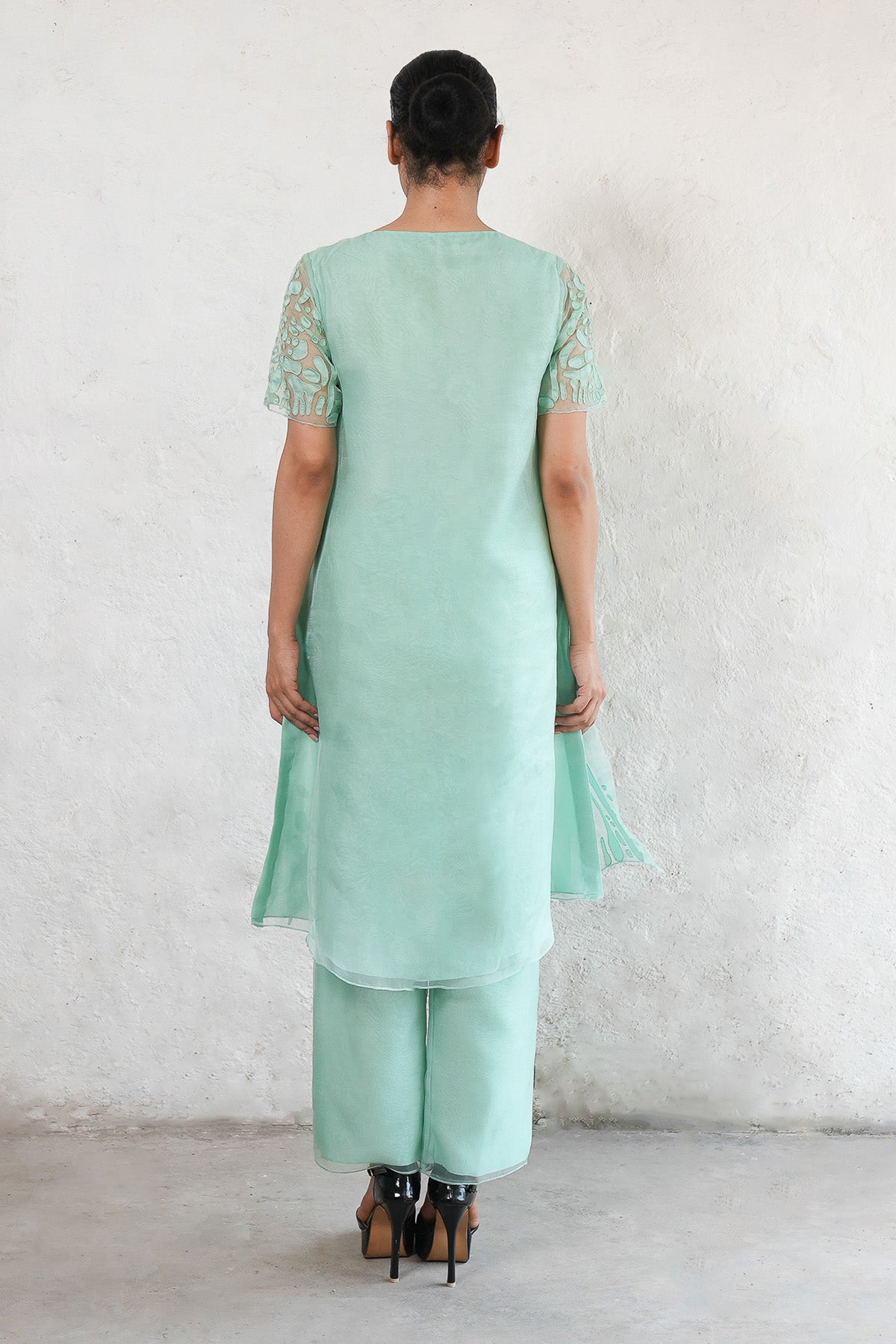Mint Applique Work Kurta & Pants