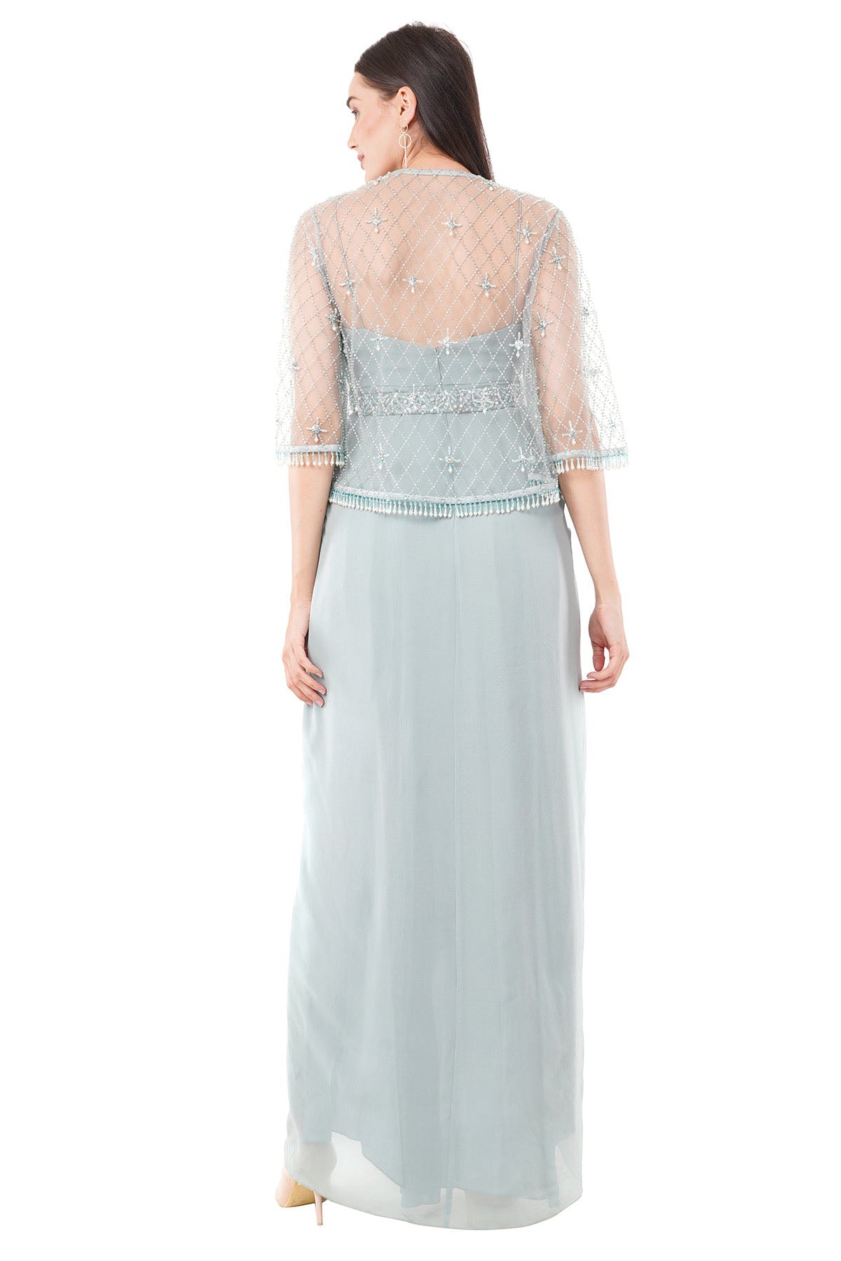 Mint Asymmetrical Dress & Cape