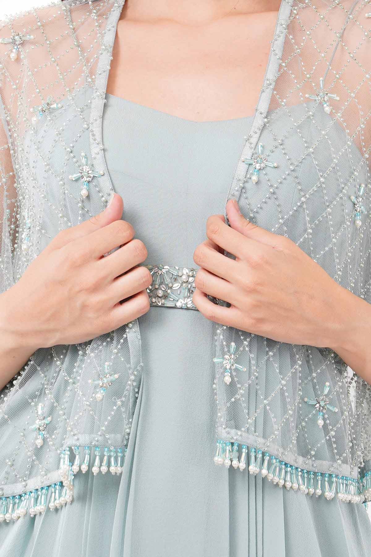 Mint Asymmetrical Dress & Cape