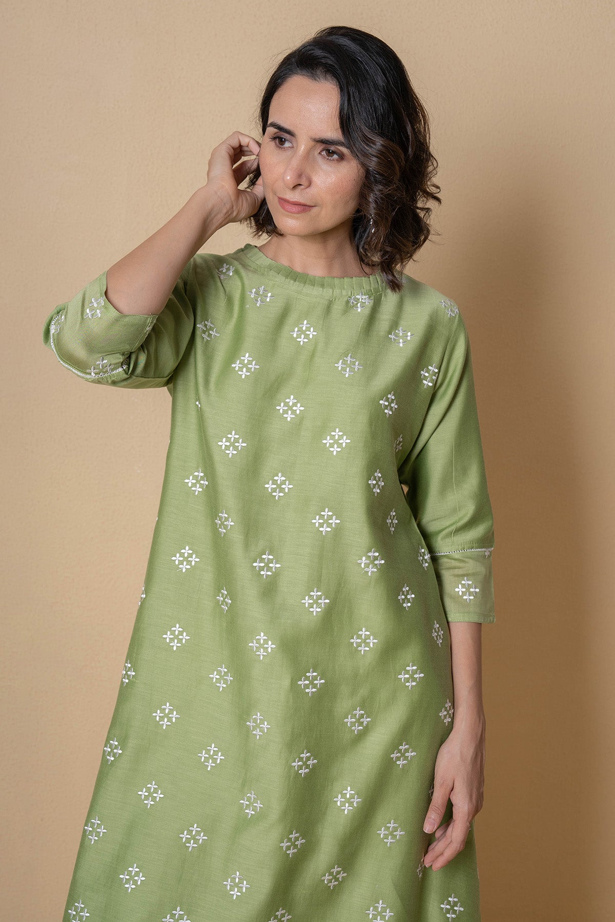 Mint Chanderi Kurta And Pants