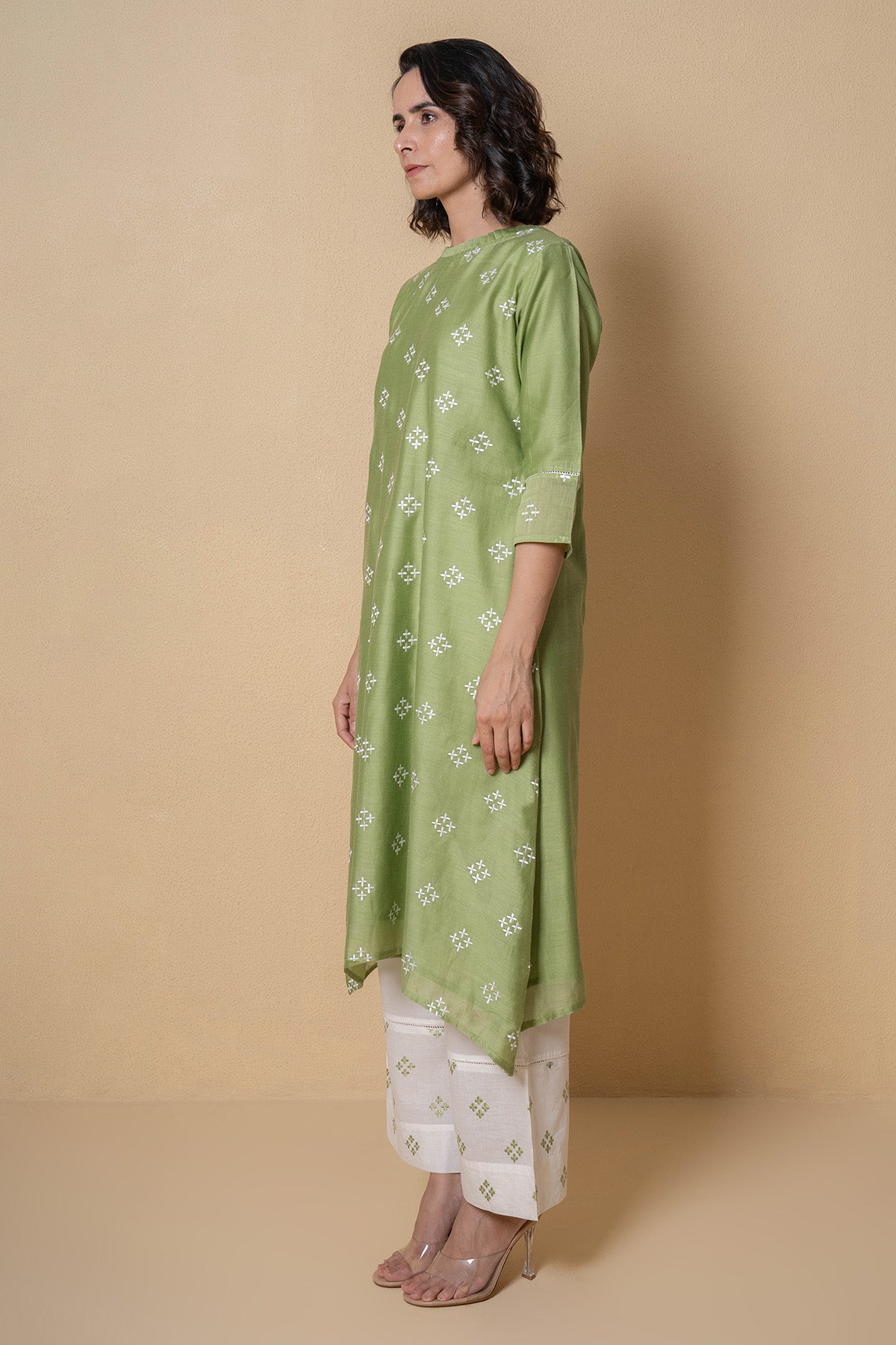 Mint Chanderi Kurta And Pants