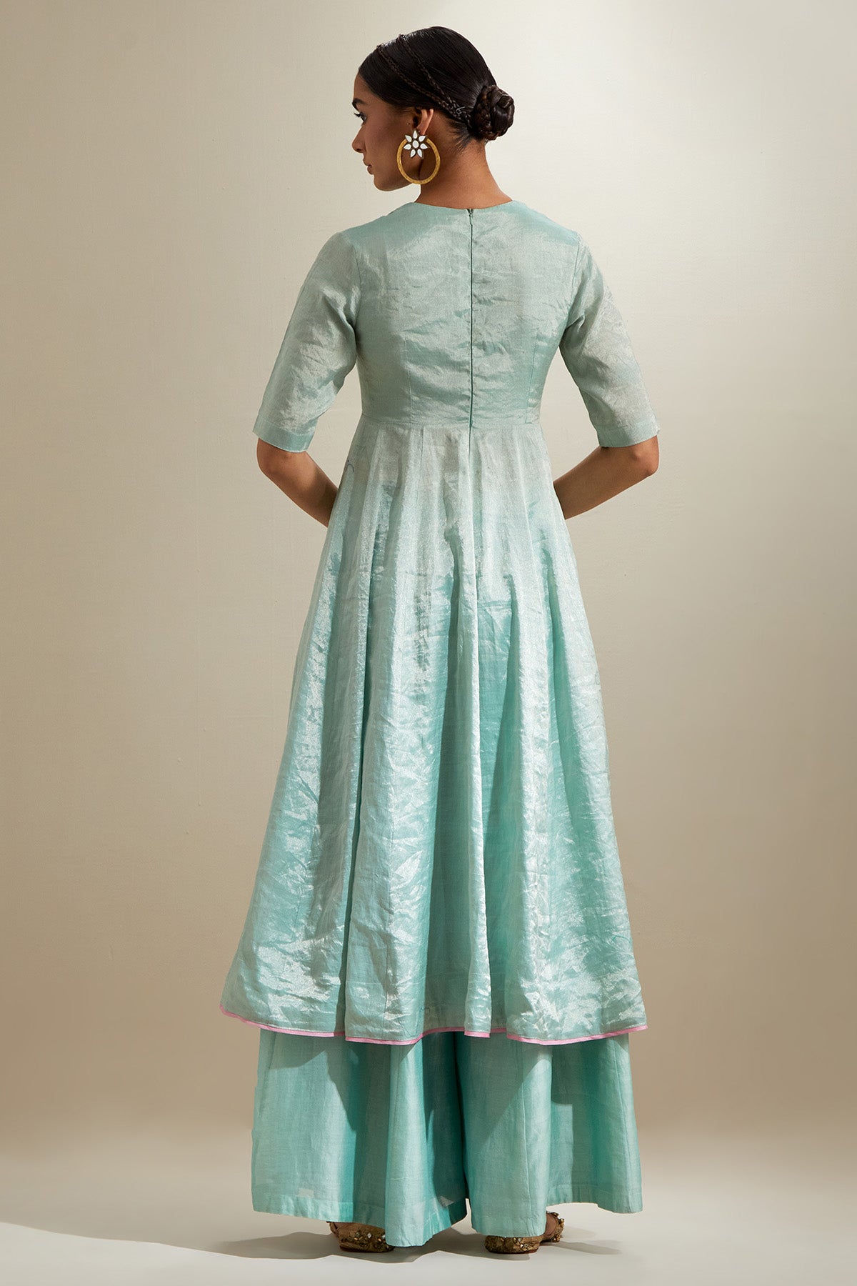 Mint Chanderi Zari Anarkali Set