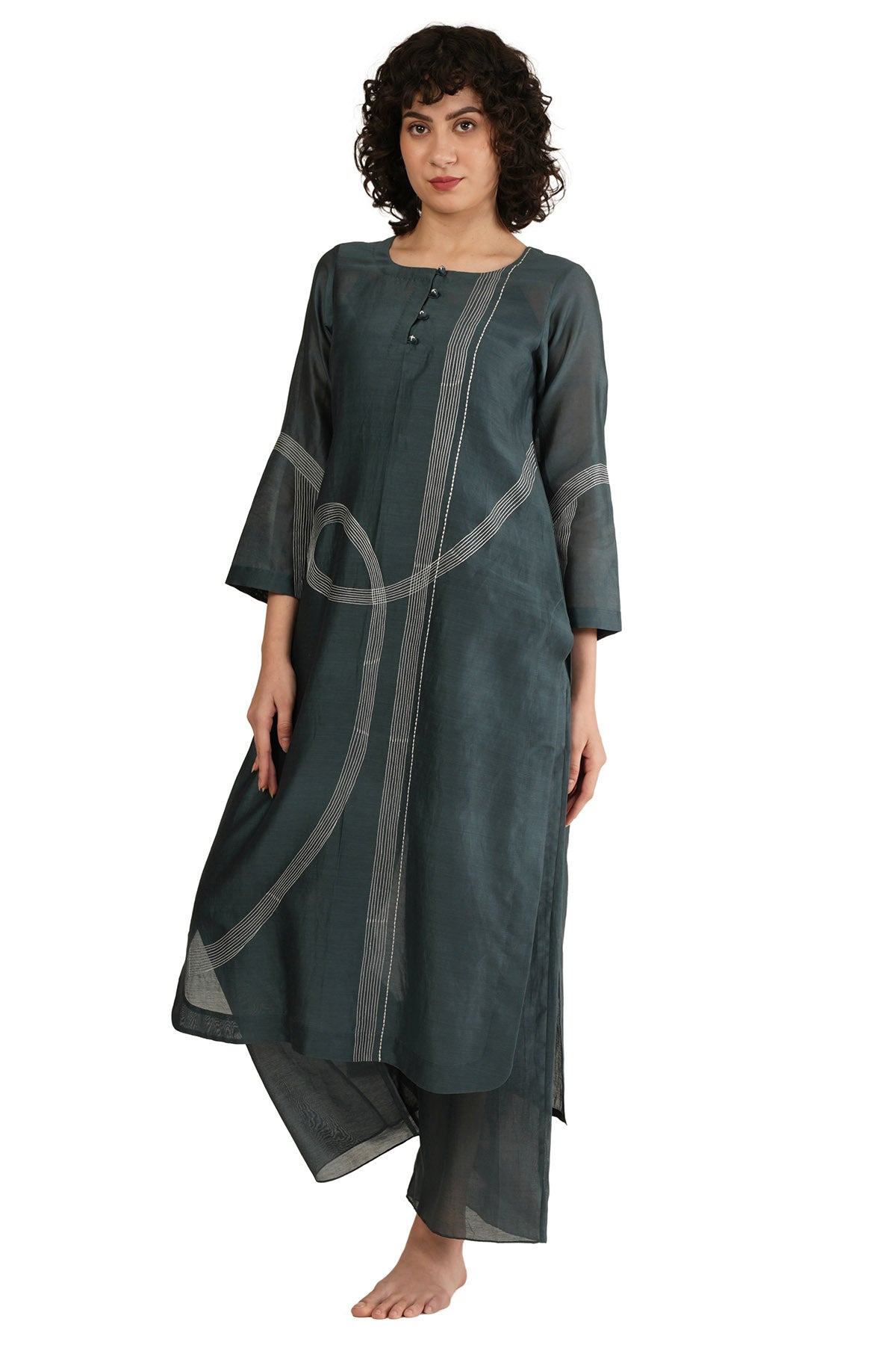 Buy Mint Chawal Taka Kurta & Pants for women by Khat Clothing online available at scrollnshops